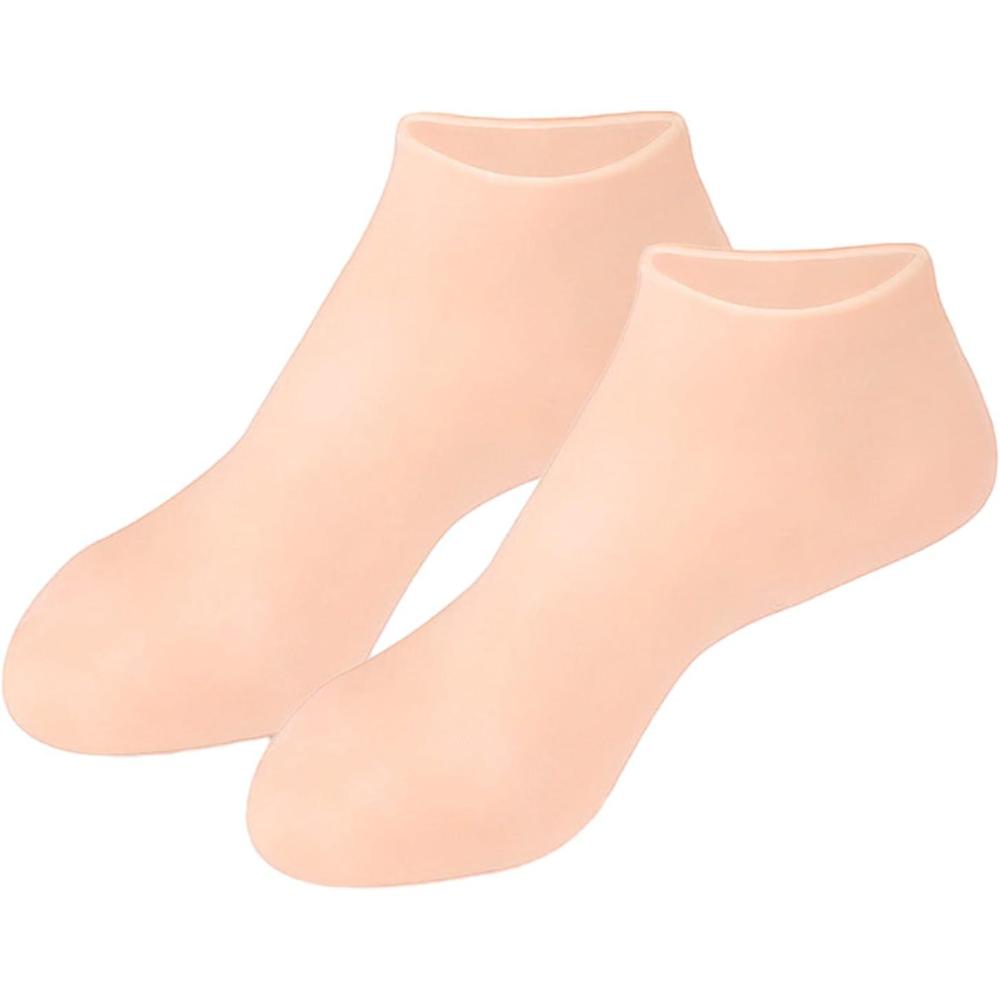 image:imageChaussettes hydratantes en silicone  chaussettes tanches pour les soins intensifs idal pour lhydratation profonde et le traitement des talons gercs  Chaussettes de protection pour le spa pdicuSkin Color