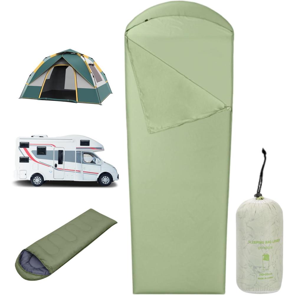 image:imageDoublure de sac de couchage lgre draps de couchage portable pour camping randonne voyage randonneurs aventures participants  un festival aubergeVert