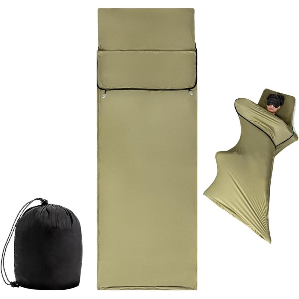image:imageDoublures de sac de couchage de camping doublure de sac de couchage extrieur Sack de repos respirant pour lextrieur Fiches de voyage pour lhtel liner de sac de couchage de camping enveloppe pVert