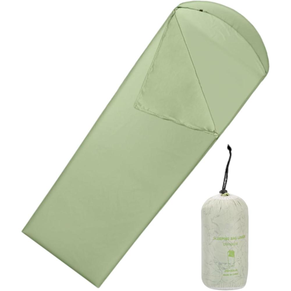 image:imageDoublures de sac de couchage pour adultes  Sac de couchage dextrieur pour adultes  Draps de voyage pliables pour les dormeurs lgers la randonne le camping les festivals les voyagesVert
