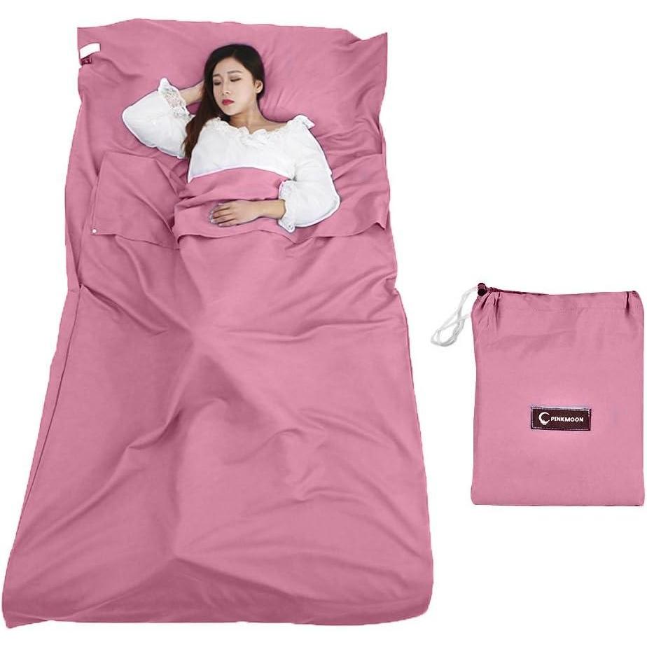 image:imageQueta Sac de Couchage Sac de Couchage de Drap Sac de Couchage Rectangulaire Ultralger pour Voyage 115cm  210cmRose