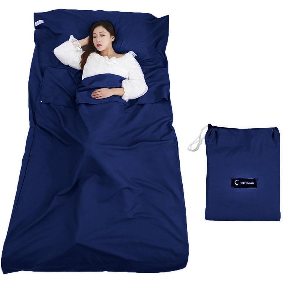 image:imageQueta Sac de Couchage Sac de Couchage de Drap Sac de Couchage Rectangulaire Ultralger pour Voyage 115cm  210cmbleu clair de lune