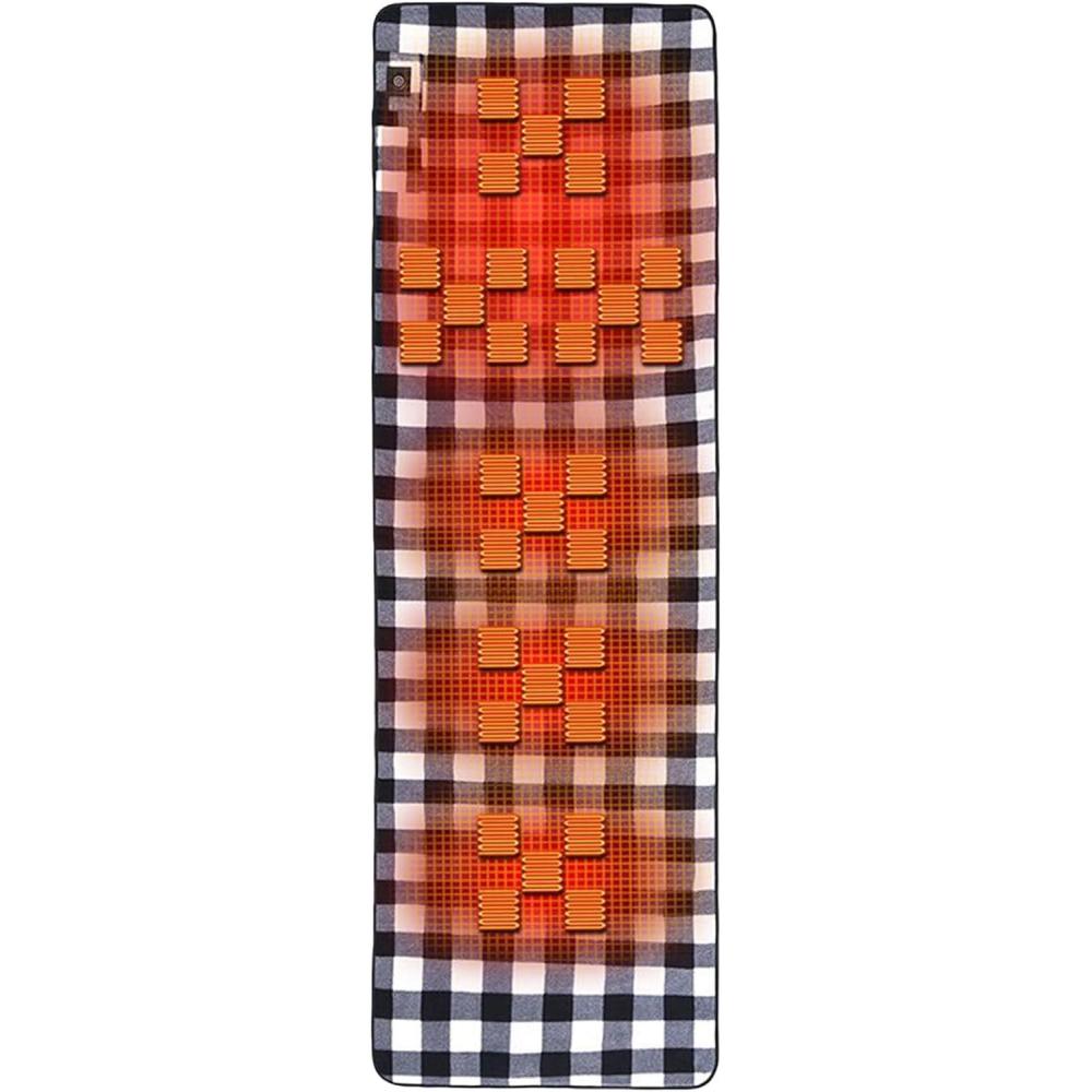 image:imageSac de couchage chauffant Couverture chaude et pliable rglable 3 vitesses Doublure de sac de couchage pour homme et femme Randonne en plein air piquenique voyage tentes de survieGrille noire et blanche
