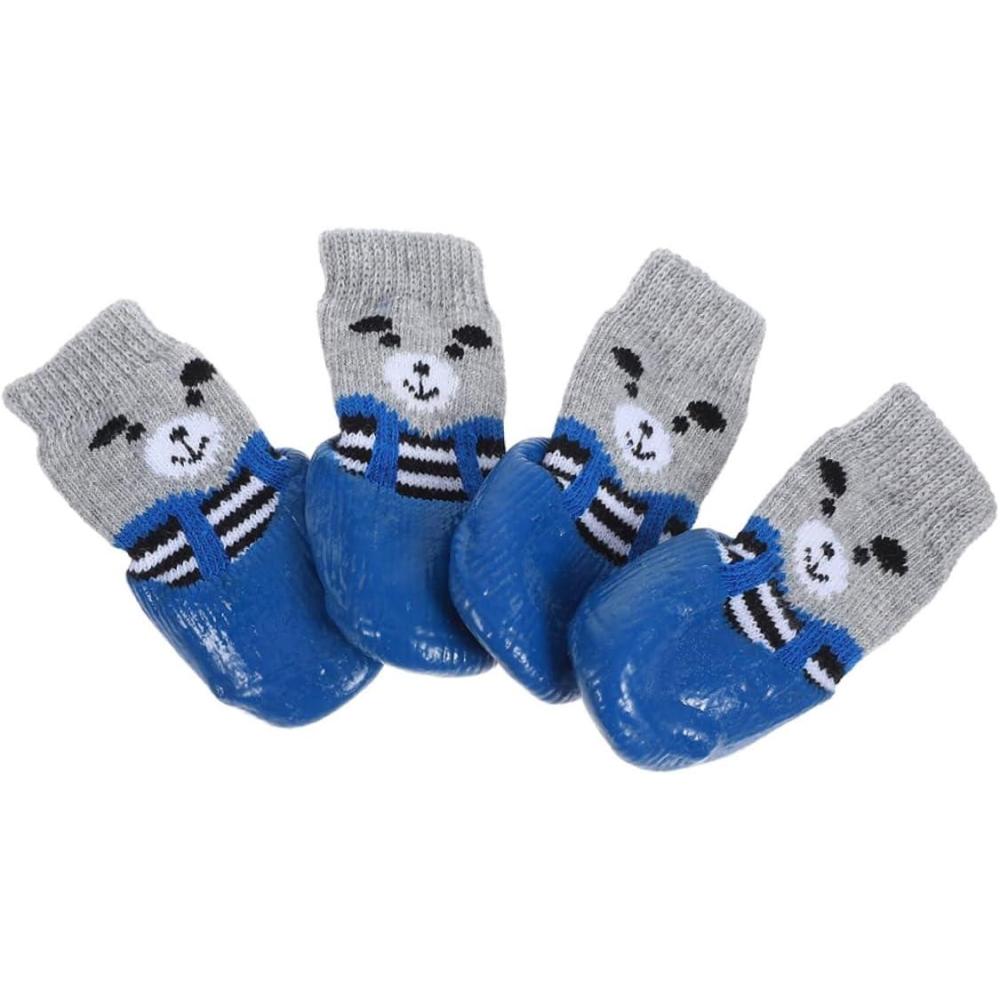 image:imageToddmomy 4pices Chaussettes pour Chiens tanches Et Antidrapantes ProtgePattes Rutilisables pour Animaux De Compagnie Chaussettes Respirantes Et Lavables pour ActivitsBleu