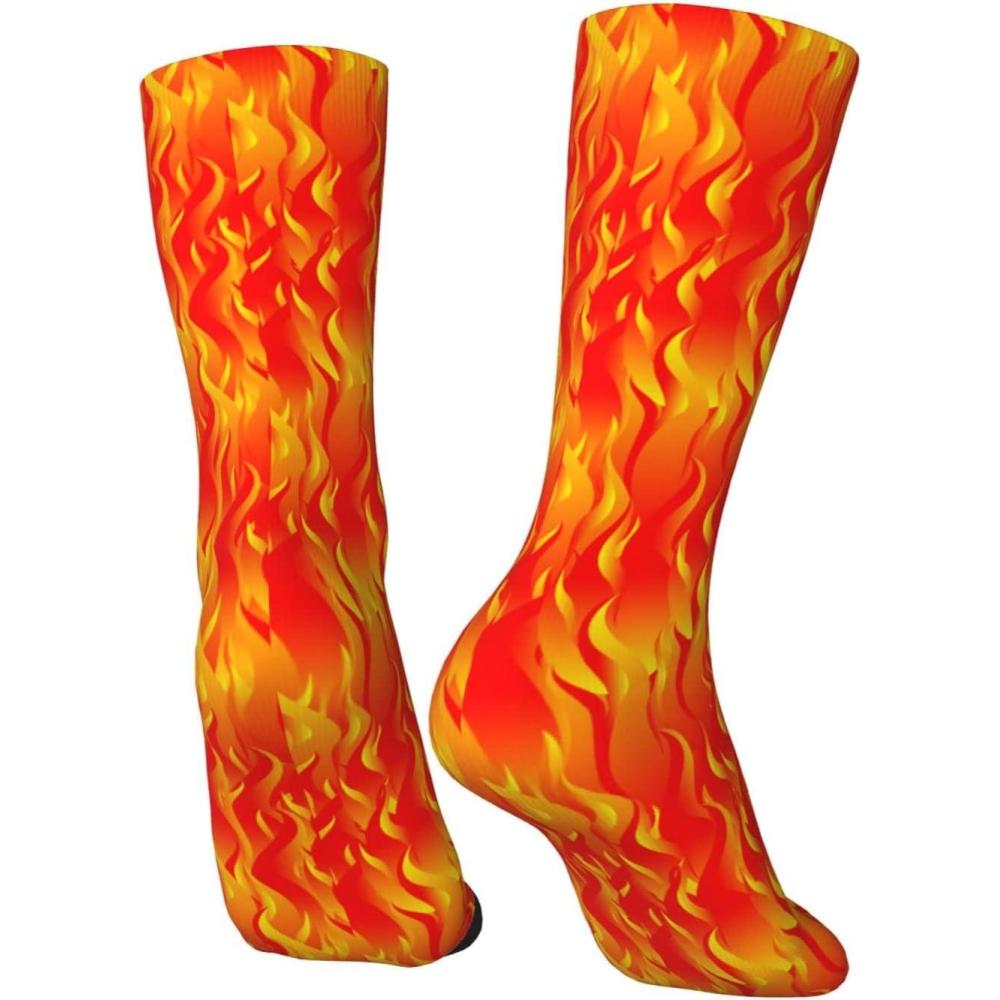 image:imageChaussettes MiMollets Flamme Feu Jaune Et Rouge Chaussettes De Bureau Marrant Chaussette Dquipage Etanche Robe Chaussettes Pour Homme Femme Hiking Travail 40Cm
