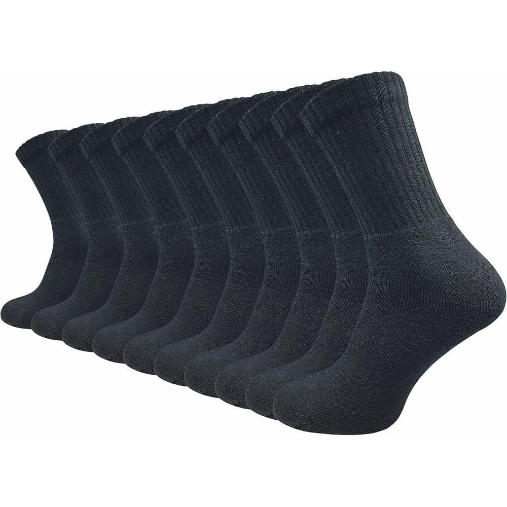 image:imageGAWILO Chaussettes Militaires et de Chasse pour Homme et Femme 10 Paires  de Travail Avec Pied en Tissu ponge Renforc  de Loisirs Avec Ceinture ConfortableNoir