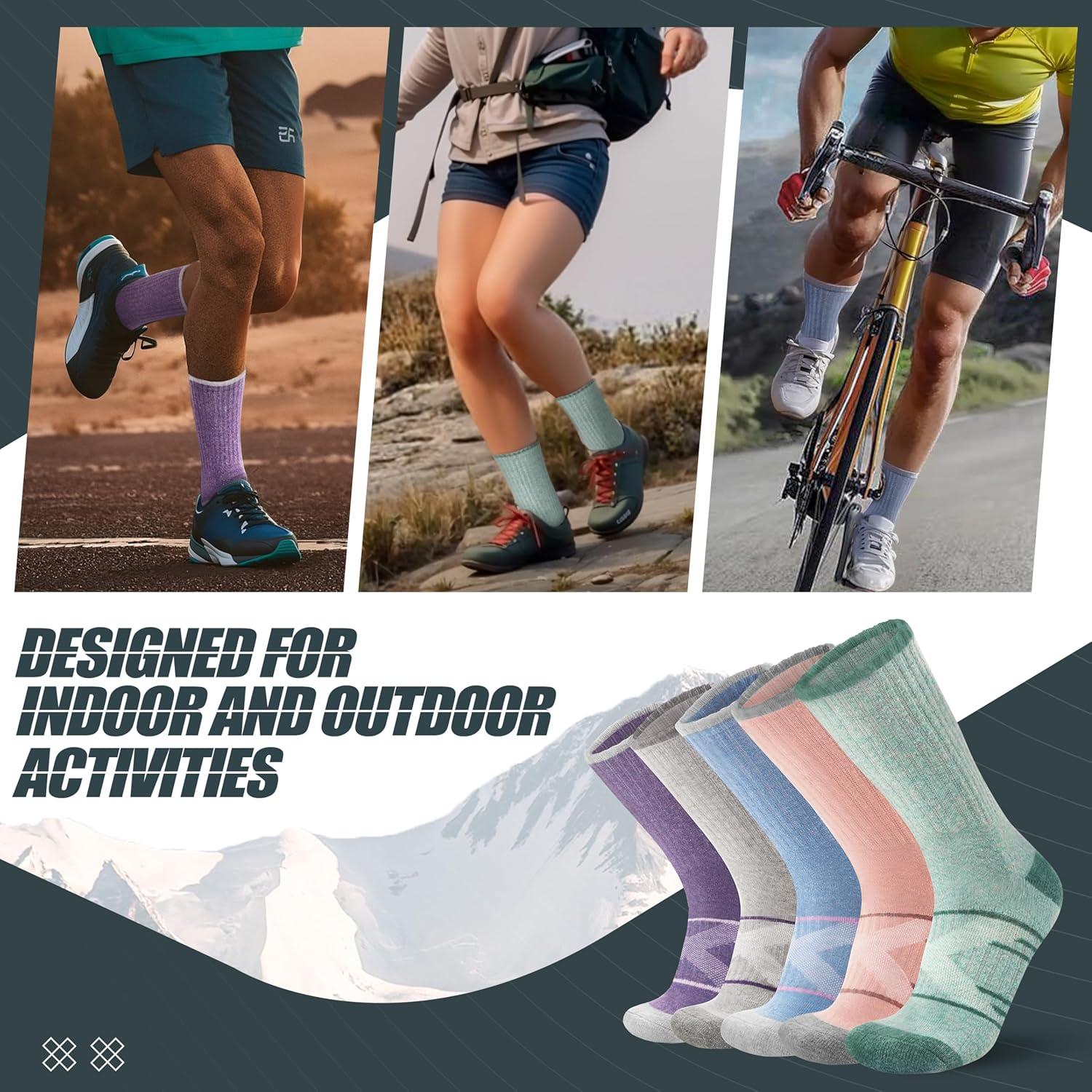 image:imageANTSANG Chaussettes Randonne Marche en Laine Mrinos Chaudes Thermiques paisses avec Amortissement et vacuation de lHumidit pour Homme FemmeBleuVioletGrisVertRouge Clair