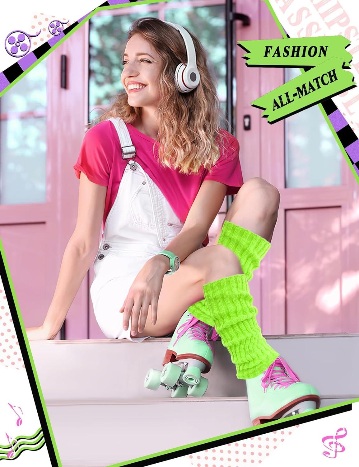 image:imageChaussette Jambiere Femme 3 PCS Annes 8090 Fluo Jambires Tricotes Guetre Femme Jambiere Fluo Guetre Rtro leg warmers pour Les Soires Thme Fminin en HiverA