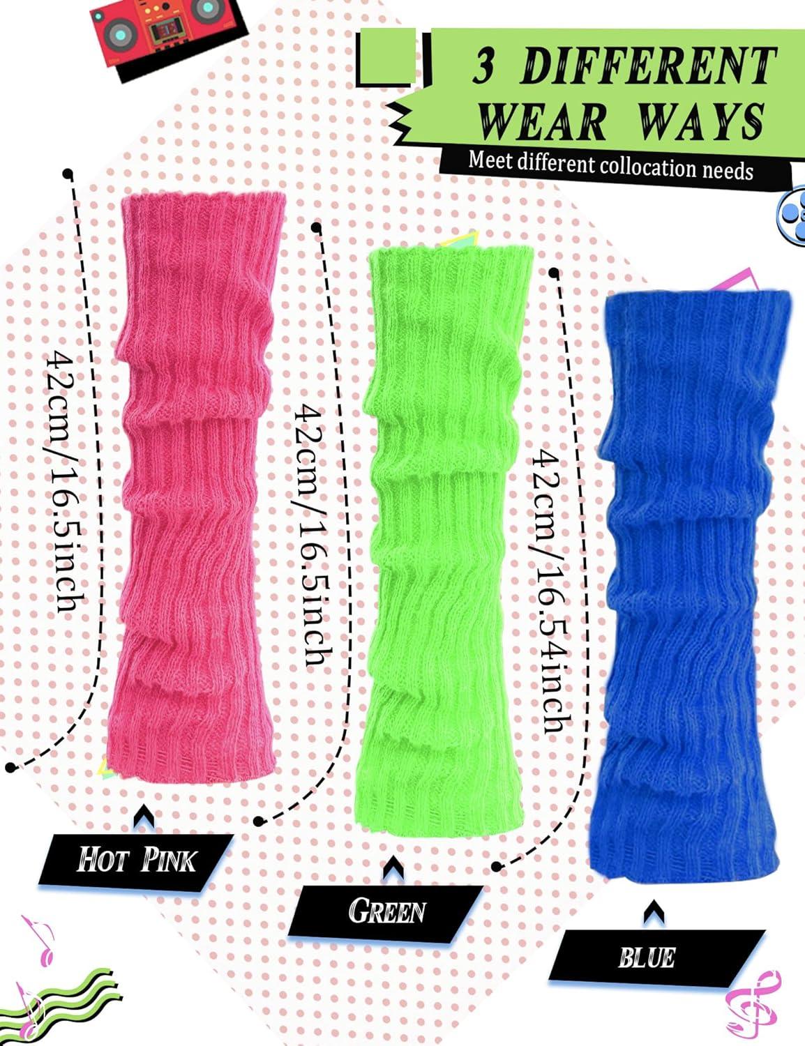 image:imageChaussette Jambiere Femme 3 PCS Annes 8090 Fluo Jambires Tricotes Guetre Femme Jambiere Fluo Guetre Rtro leg warmers pour Les Soires Thme Fminin en HiverA