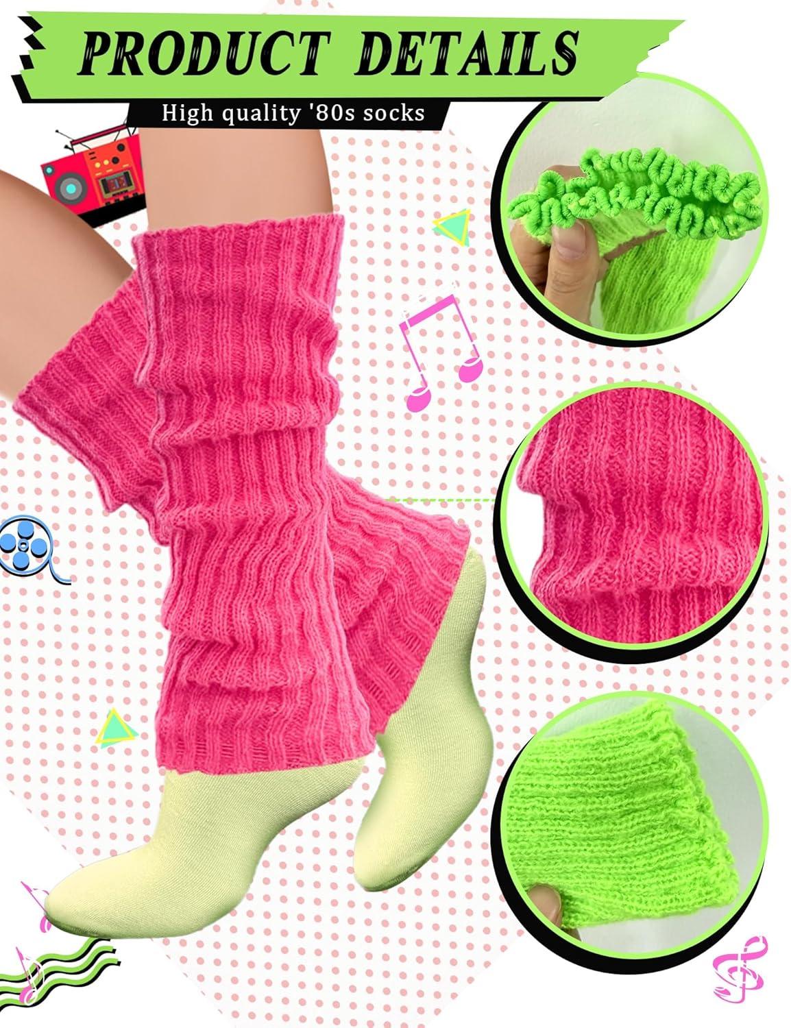 image:imageChaussette Jambiere Femme 3 PCS Annes 8090 Fluo Jambires Tricotes Guetre Femme Jambiere Fluo Guetre Rtro leg warmers pour Les Soires Thme Fminin en HiverA