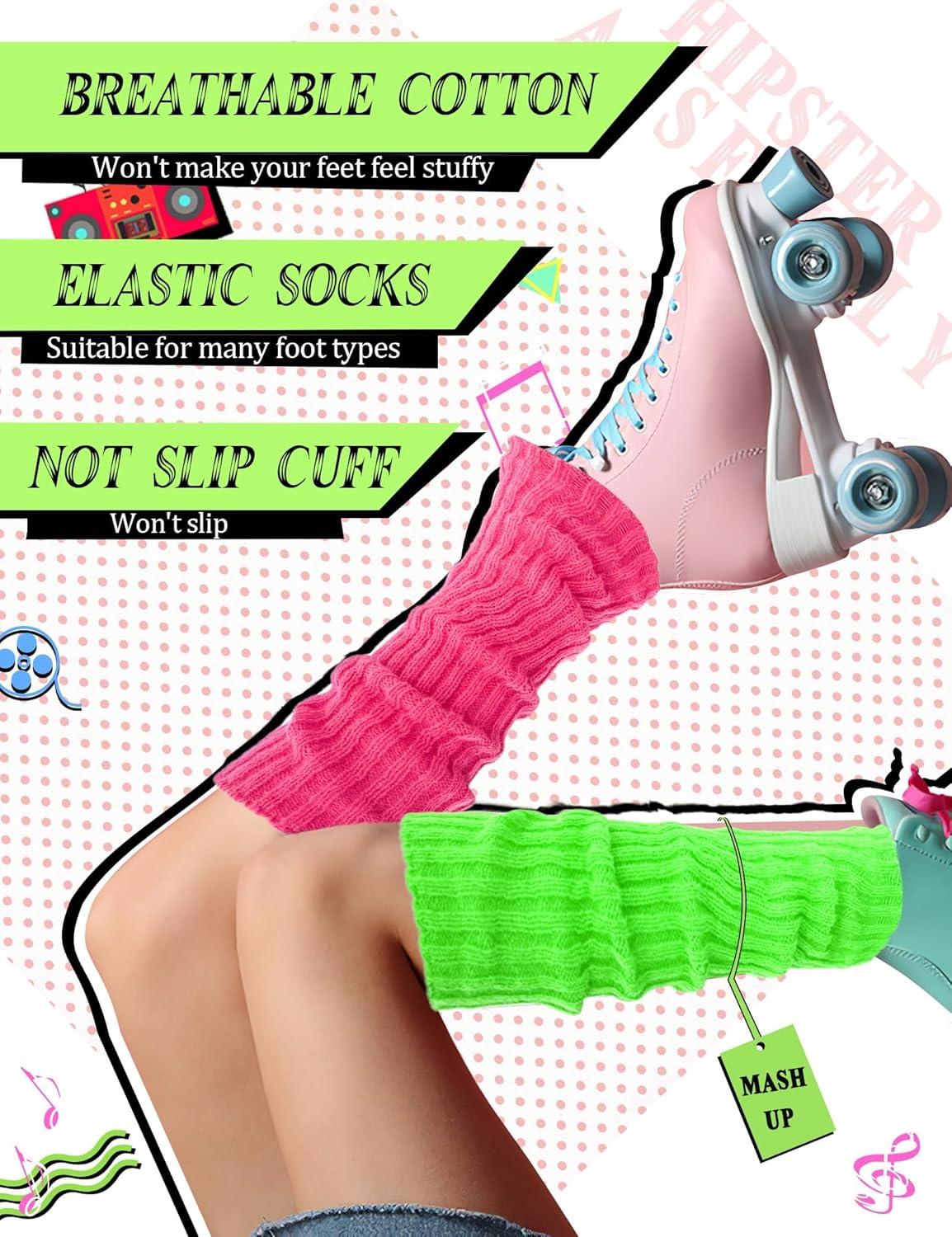 image:imageChaussette Jambiere Femme 3 PCS Annes 8090 Fluo Jambires Tricotes Guetre Femme Jambiere Fluo Guetre Rtro leg warmers pour Les Soires Thme Fminin en HiverA