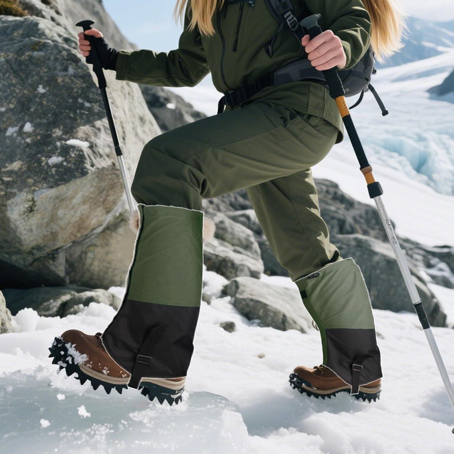 image:imageGutres de bottes Bouclier antiserpent Protecteur de jambe rglable en polyester impermable pour randonne escalade course pied neige en plein air quipement de chasse hommes et femmesVert arme