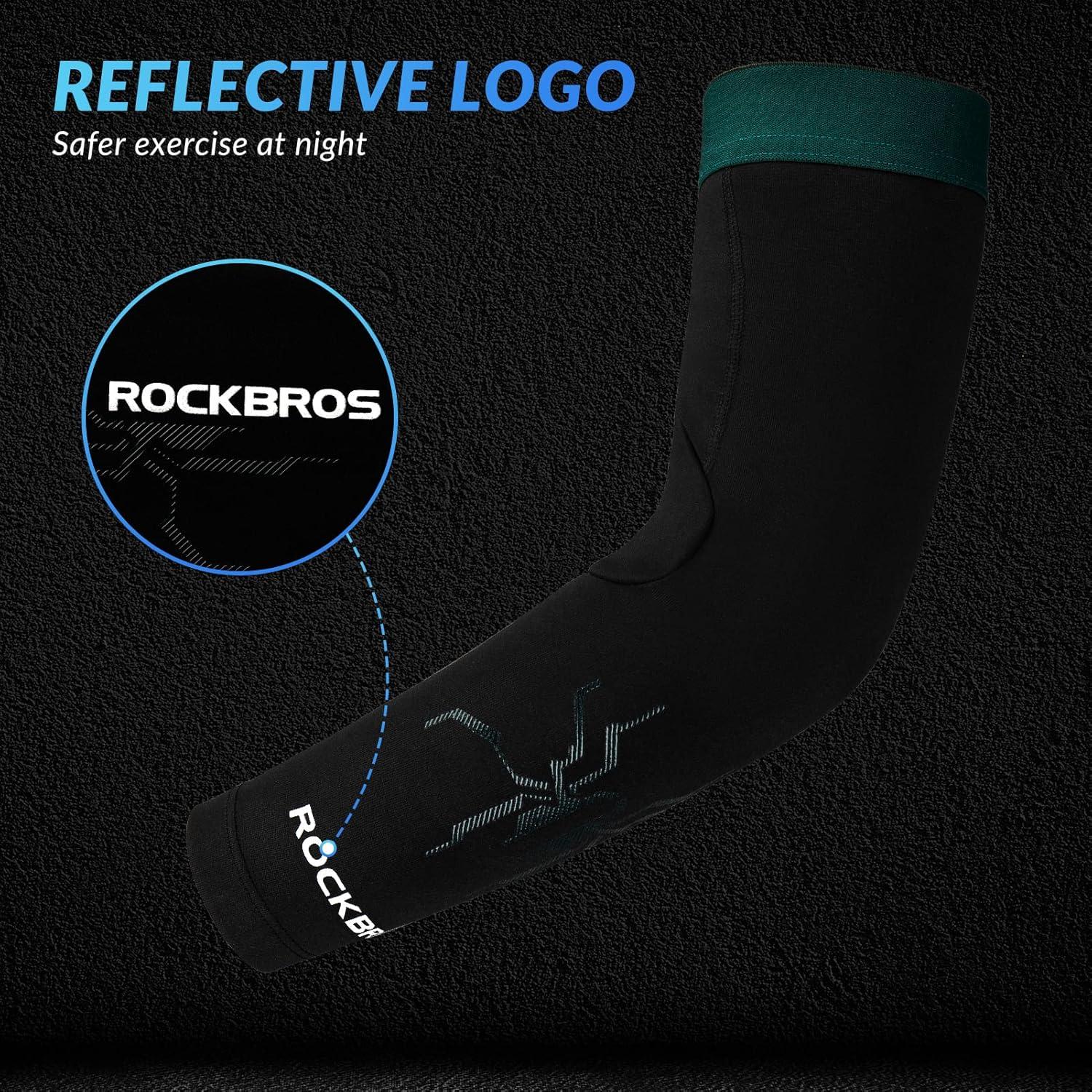 image:imageROCKBROS ManchettesJambires Thermiques Hiver lastique Couvre de BrasJambes Coupe Vent pour Course Cyclisme Basketball Randonn Pche Basketball Golf Homme Femme Noir VertBleu S3XL 1 PaireManchettenoir Vert