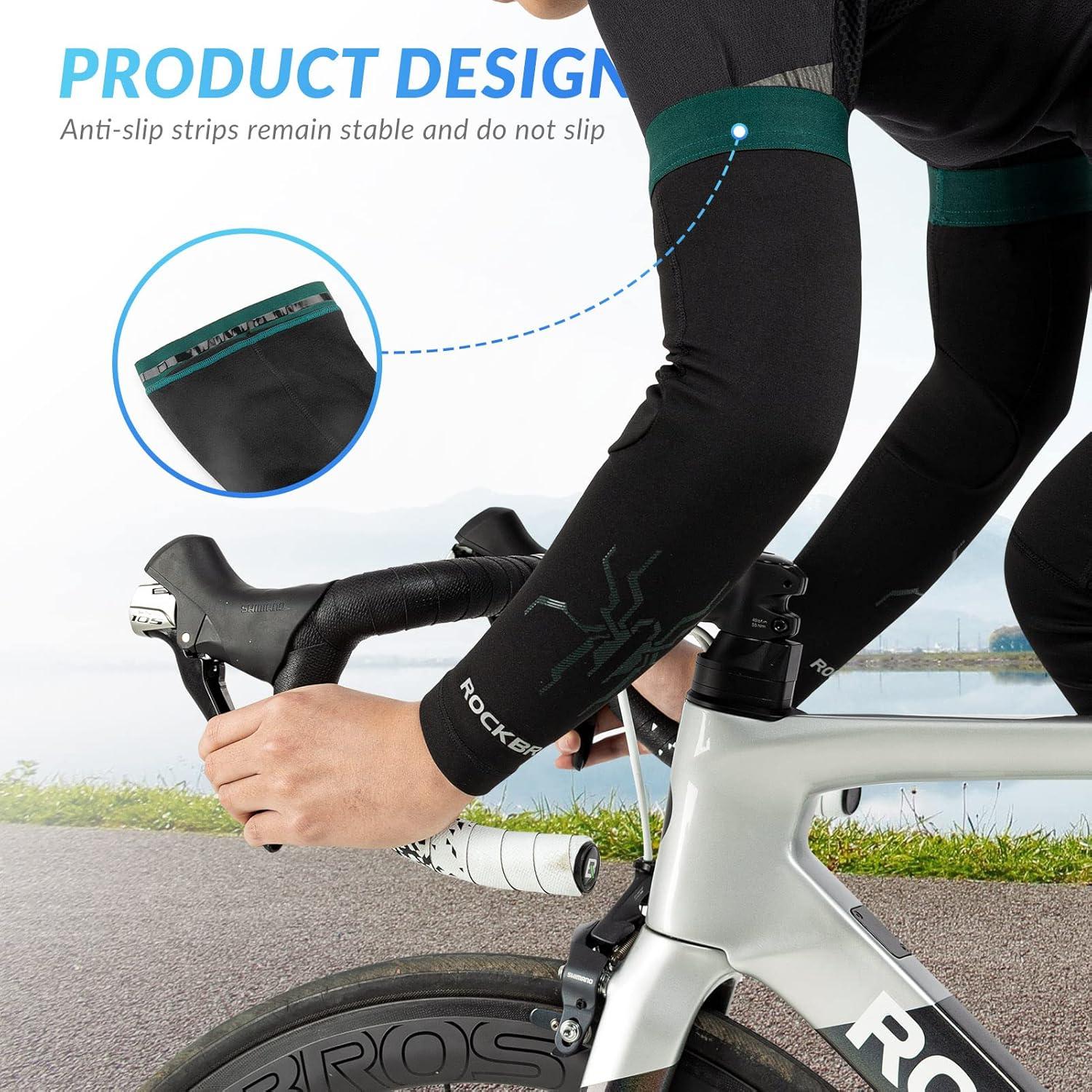 image:imageROCKBROS ManchettesJambires Thermiques Hiver lastique Couvre de BrasJambes Coupe Vent pour Course Cyclisme Basketball Randonn Pche Basketball Golf Homme Femme Noir VertBleu S3XL 1 PaireManchettenoir Vert