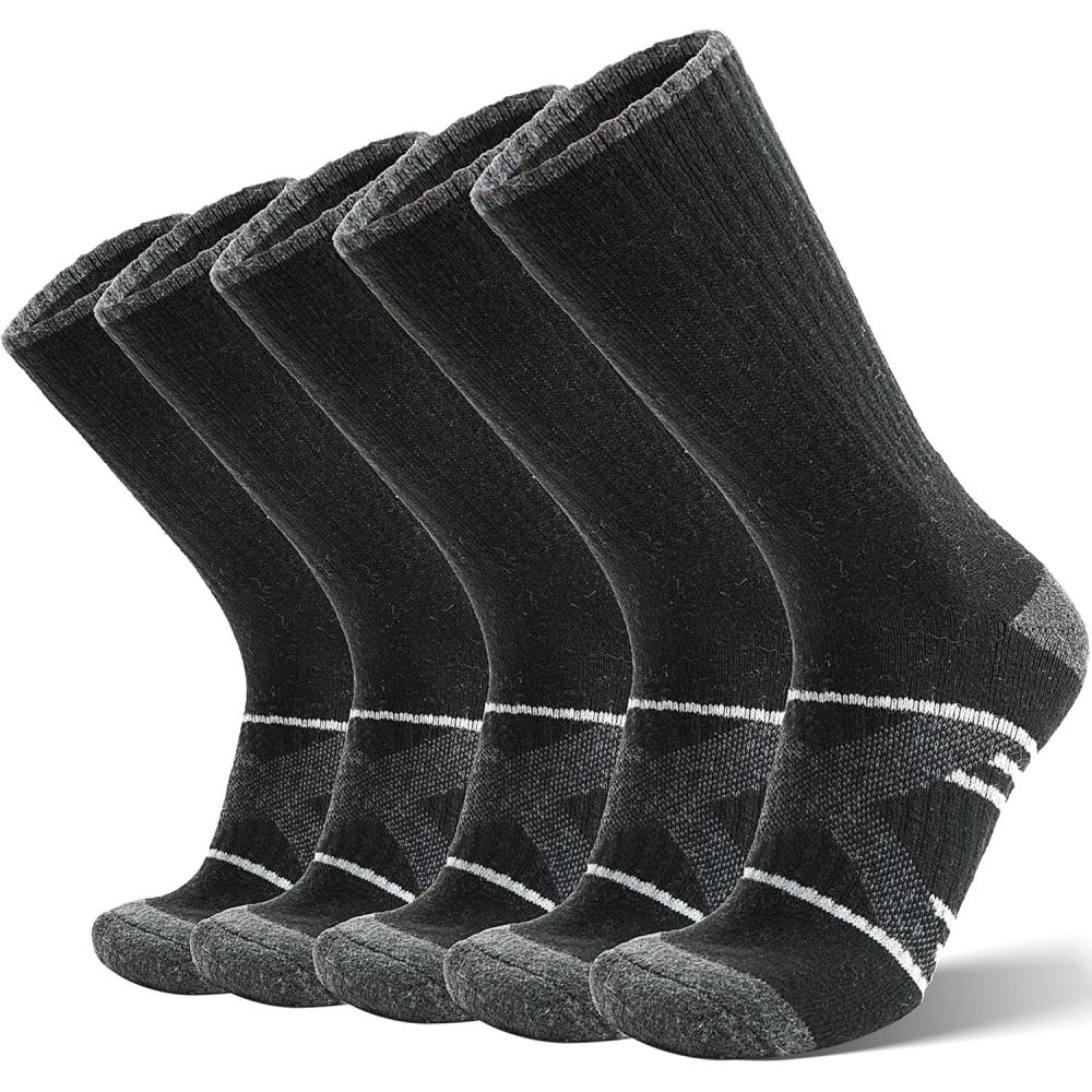 image:imageANTSANG Chaussettes Randonne Marche en Laine Mrinos Chaudes Thermiques paisses avec Amortissement et vacuation de lHumidit pour Homme FemmeNoir