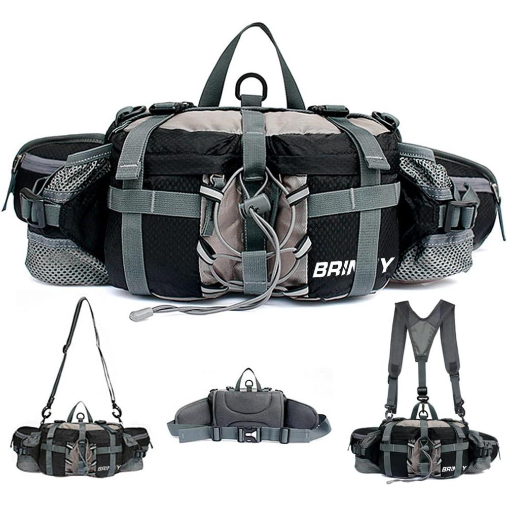 image:imageBanane Tactique Militaire Molle Multifonction Impermable pour Homme Femme Ceinture de Voyage Randonne Sport Camping Trekking Cyclisme ChasseNoir