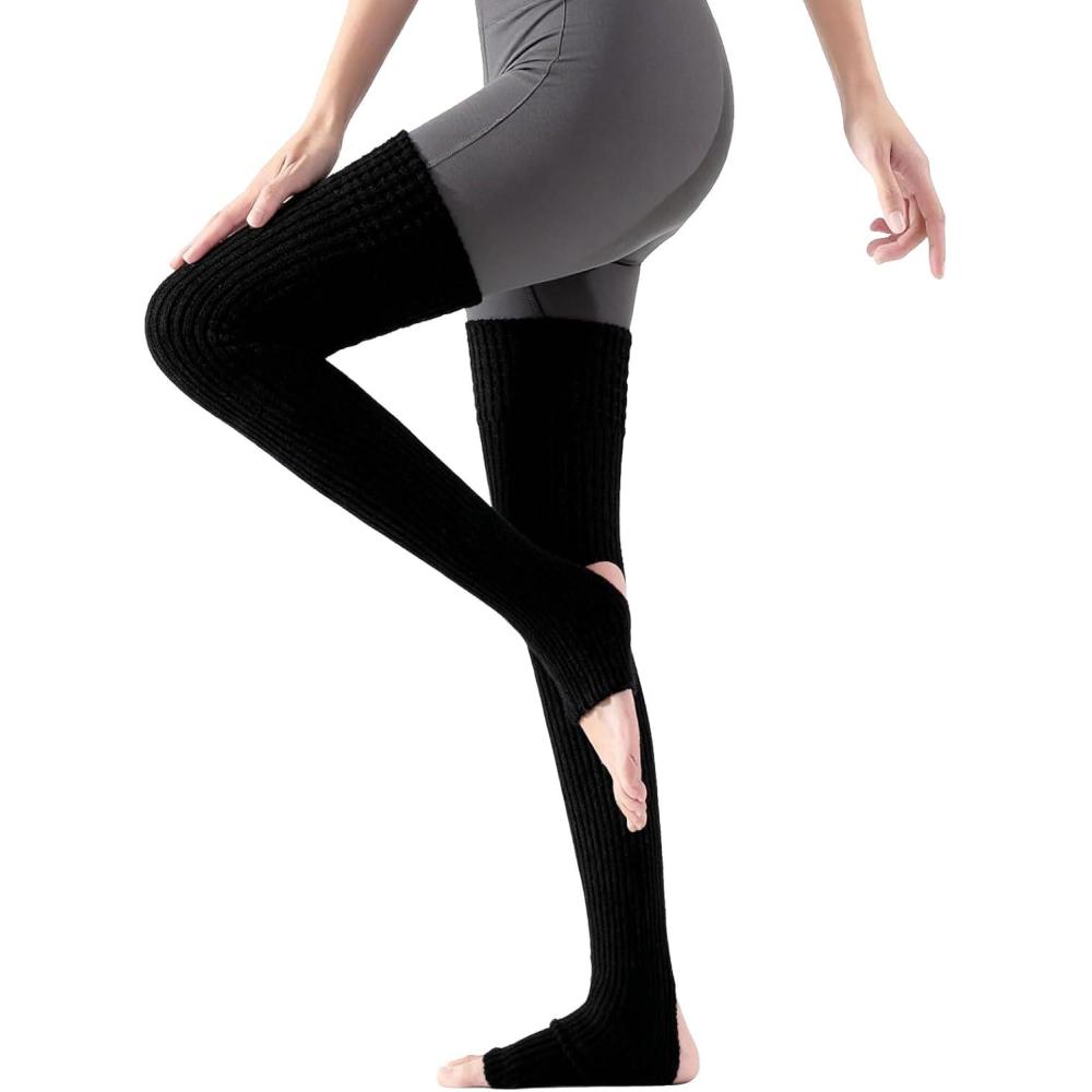 image:imageGuetre Femme Danse Ouvert Orteil et Talon Noir Leg Warmers Ballet Tricot Femme Danse Jambiere Femme Yogachaussettes Bottes Manchettes pour Filles Vtements Quotidiens ExerciceNoir Long