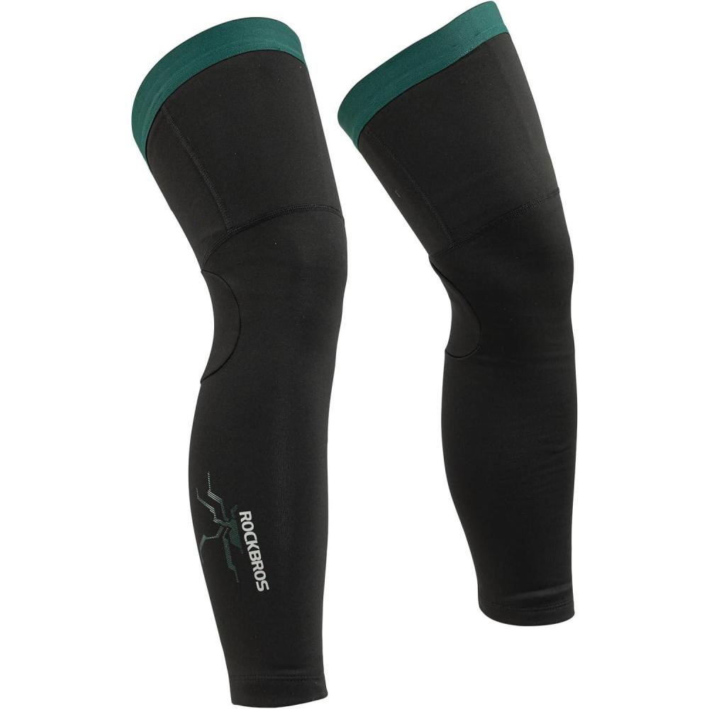 image:imageROCKBROS ManchettesJambires Thermiques Hiver lastique Couvre de BrasJambes Coupe Vent pour Course Cyclisme Basketball Randonn Pche Basketball Golf Homme Femme Noir VertBleu S3XL 1 PaireJambire Longuenoir Vert