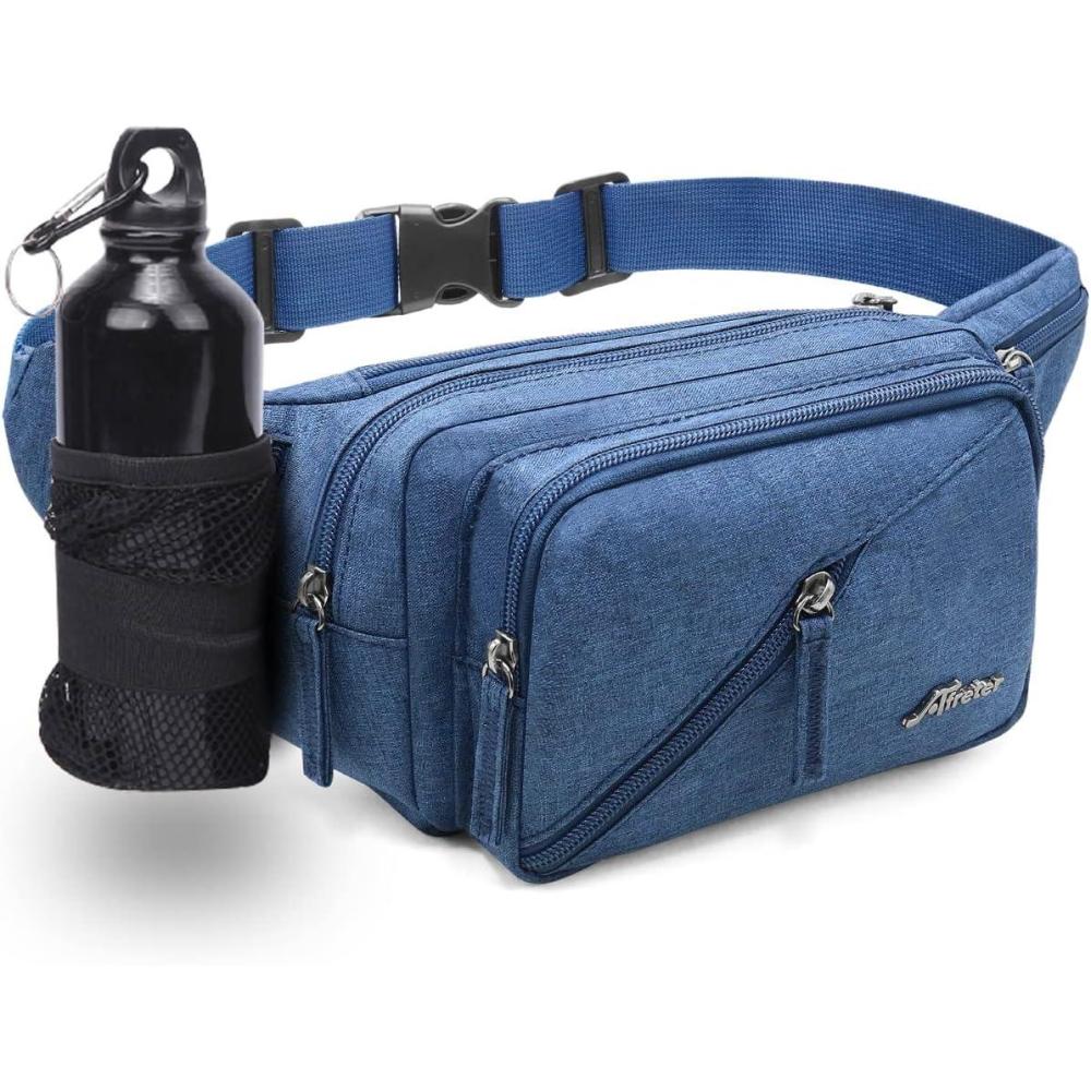 image:imageSac Banane Homme Femme Sac Sacoche Banane avec Porte Bouteille Ceinture rglable Sacoche Banane Ville pour Balade Escalade Voyage Randonne Sport Fanny Pack Waist Pack BleuBleu