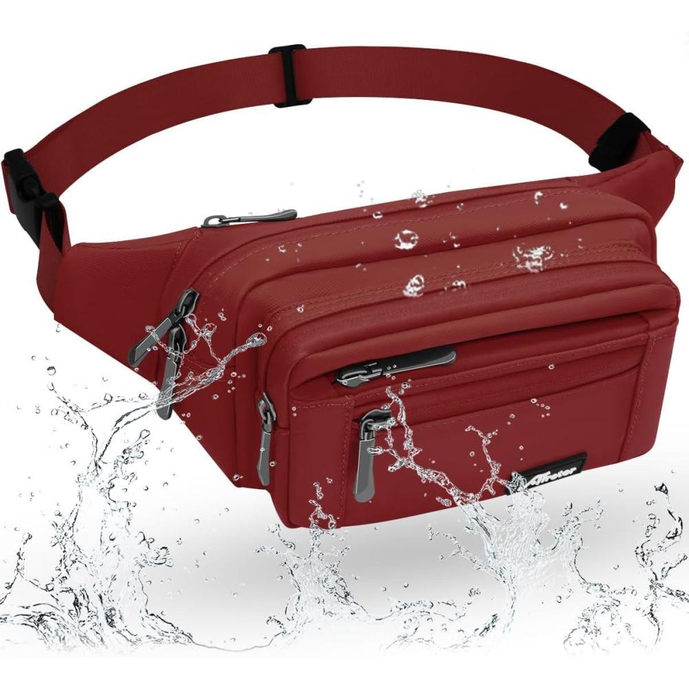 image:imageSac Banane Homme Femme Sac Sacoche Banane avec Porte Bouteille Ceinture rglable Sacoche Banane Ville pour Balade Escalade Voyage Randonne Sport Fanny Pack Waist Pack BleuArouge Fonc
