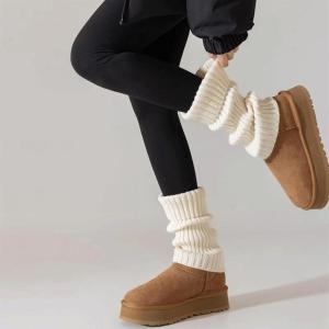 1 paire de jambières blanches en tricot épais, acrylique doux, chaleur hivernale pour Y2K et tenues décontractées(Blanc)