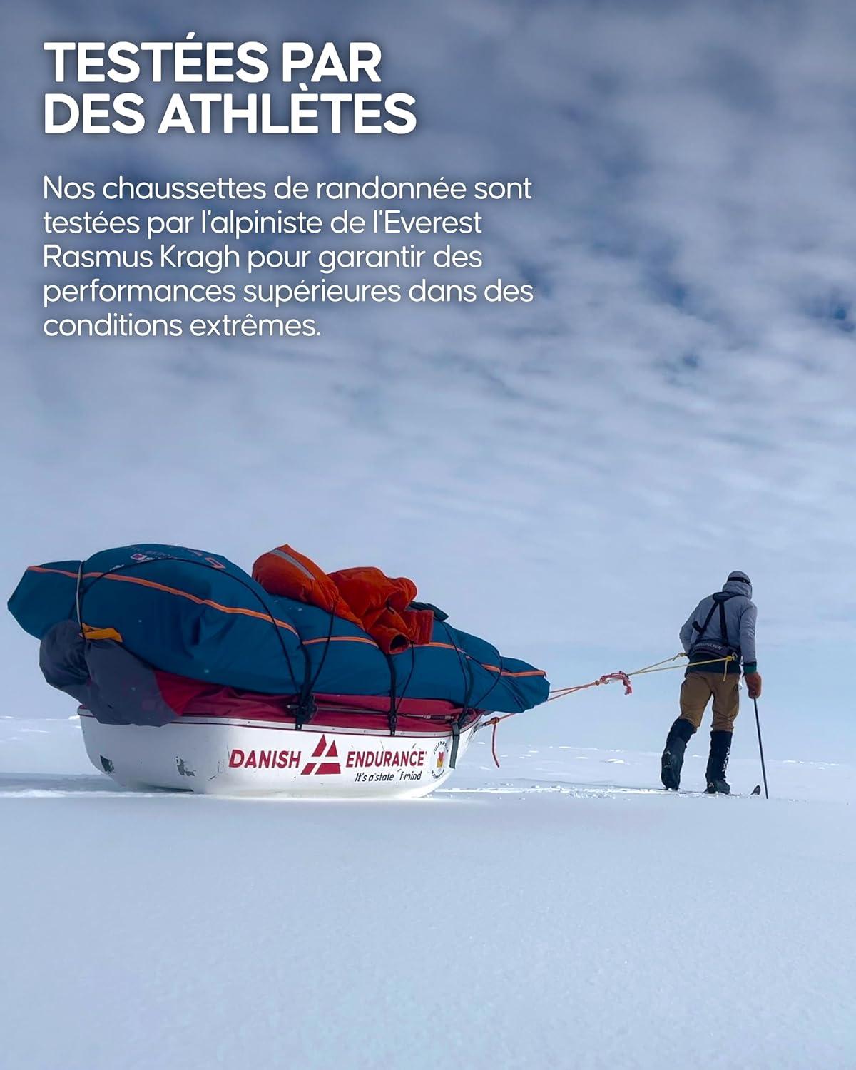 image:imageDANISH ENDURANCE Chaussettes de Randonne en Laine Mrinos Premium Lot de 2 Chaussettes de Trekking Antirayures pour Hommes amp FemmesGris Clair
