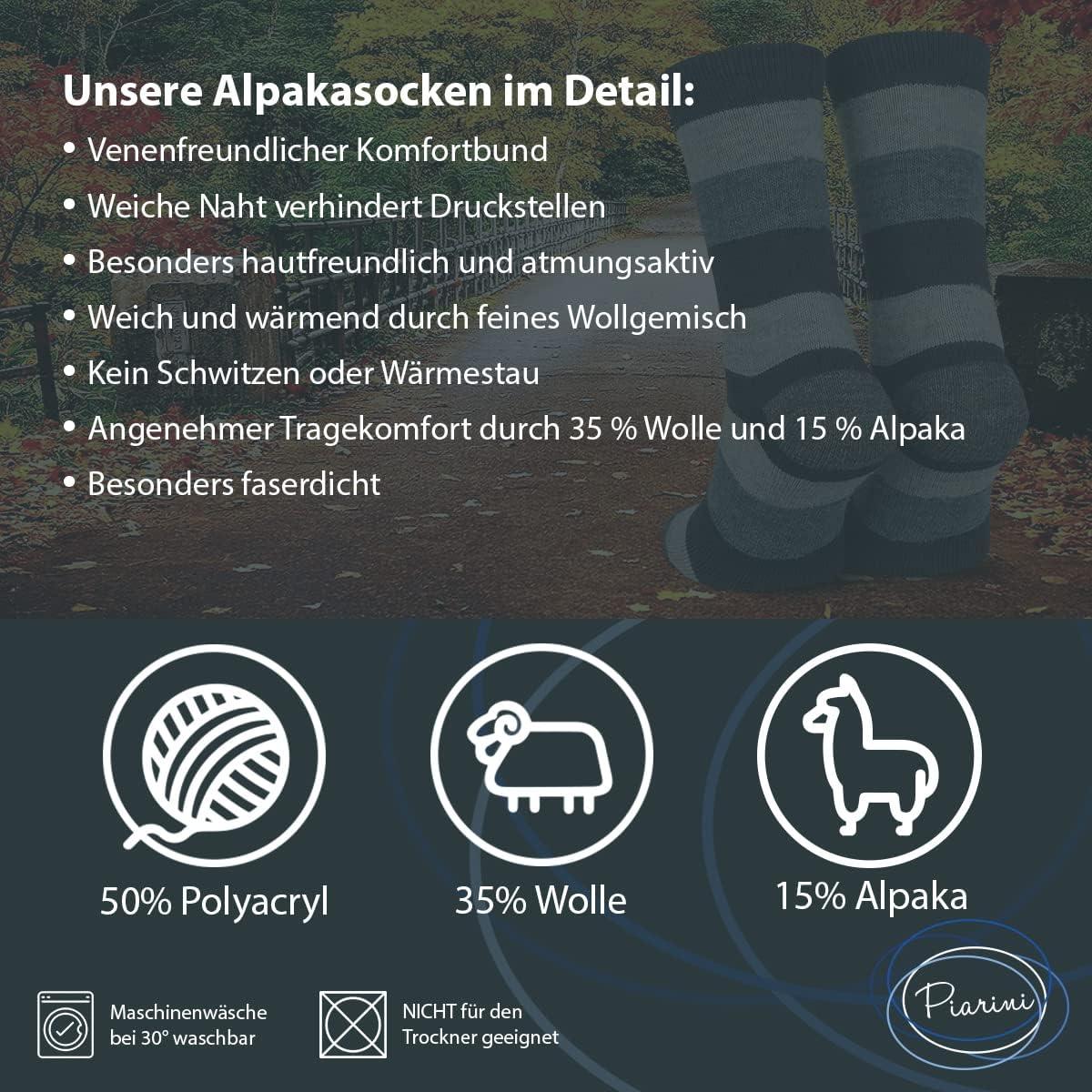 image:imageLot de 2 paires de chaussettes en alpaga Chaussettes en laine pour homme et femme Chaussettes douillettes respirantes en laine finegrisbleu