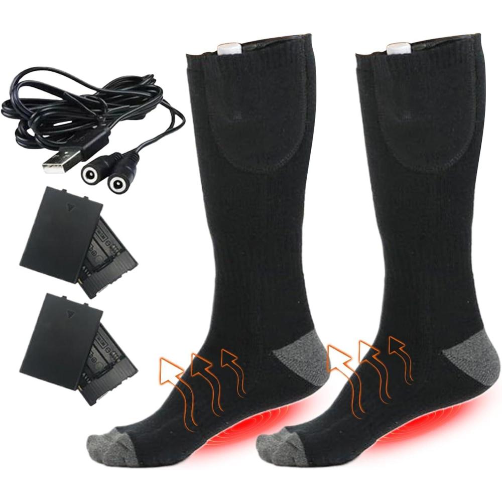 image:imageChaussettes Chauffantes  Batterie  Rchauffables Jusqu 6 Heures  pour Voyage Randonne Chasse Camping Pche Cyclisme Snowboard