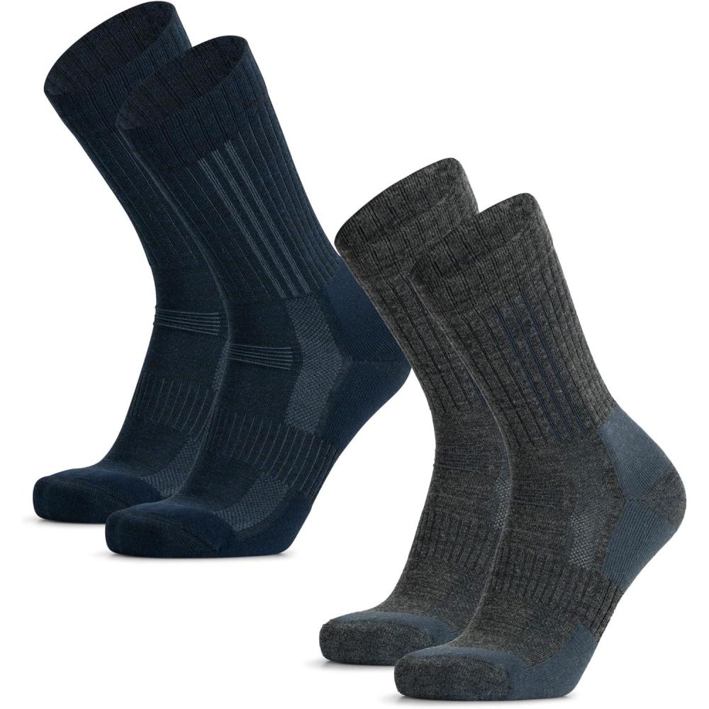 image:imageDANISH ENDURANCE Chaussettes de Randonne en Laine Mrinos Premium Lot de 2  Chaussettes de Trekking Antirayures pour Hommes amp FemmesDe Plusieurs Couleurs  2 Paires 1 x bleu marine  1 x gris