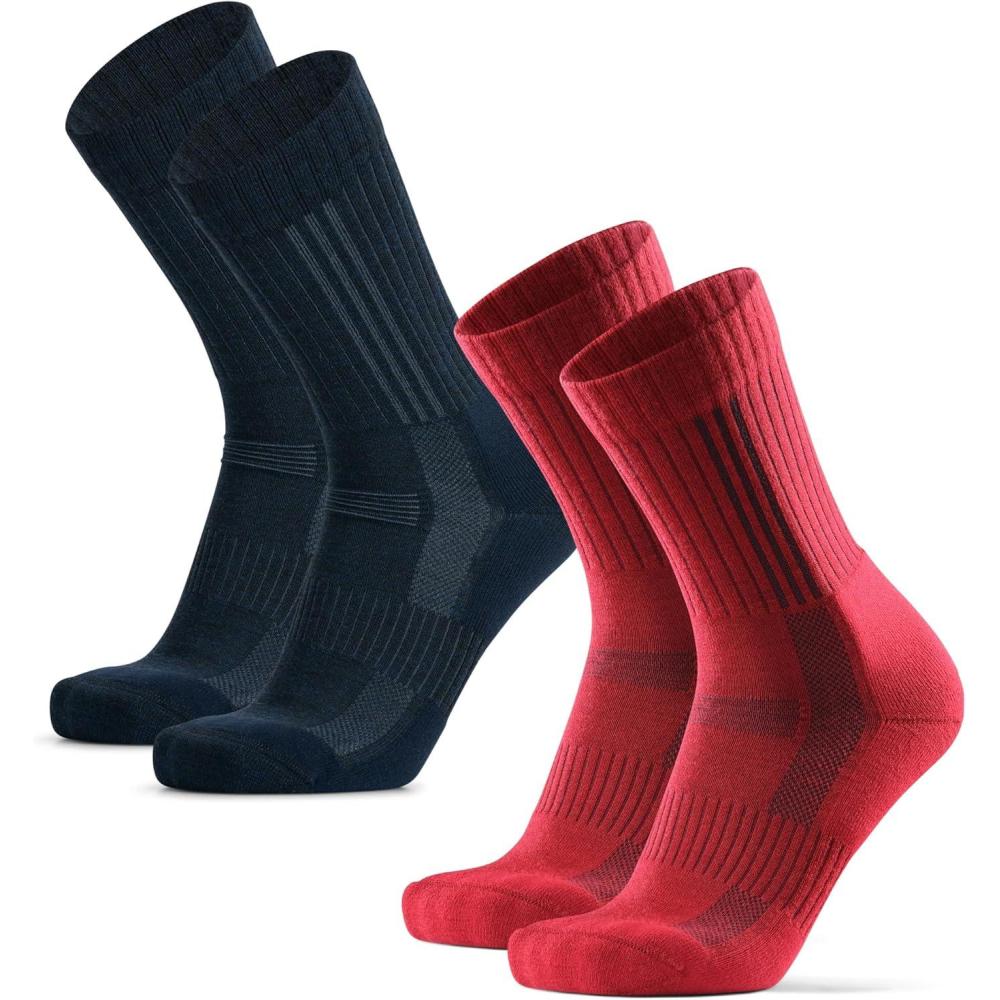 image:imageDANISH ENDURANCE Chaussettes de Randonne en Laine Mrinos Premium Lot de 2  Chaussettes de Trekking Antirayures pour Hommes amp FemmesDe Plusieurs Couleurs  2 Paires 1 x bleu marine  1 x rouge