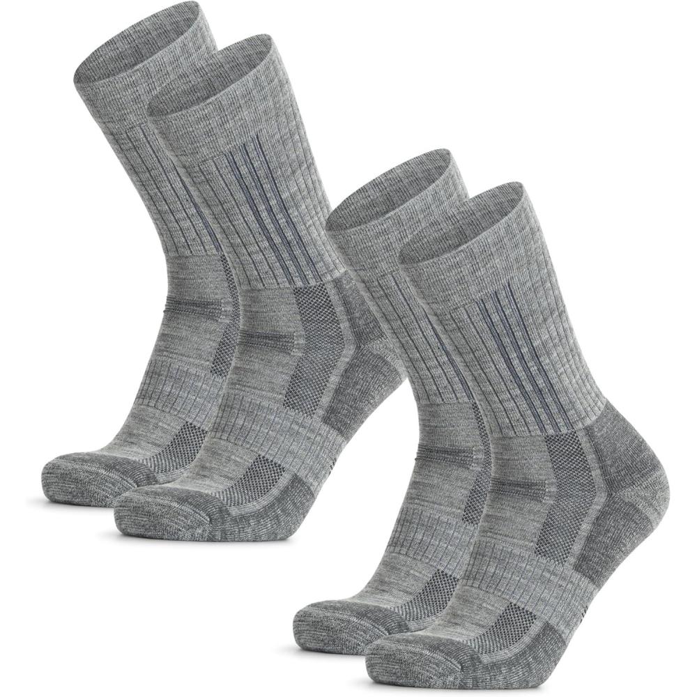 image:imageDANISH ENDURANCE Chaussettes de Randonne en Laine Mrinos Premium Lot de 2 Chaussettes de Trekking Antirayures pour Hommes amp FemmesGris Clair