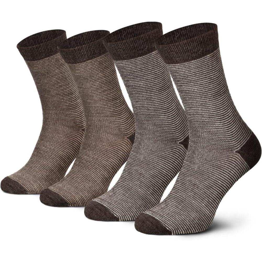 image:imageLot de 2 paires de chaussettes en alpaga  Chaussettes en laine pour homme et femme  Chaussettes douillettes respirantes en laine fineBeigeMarron