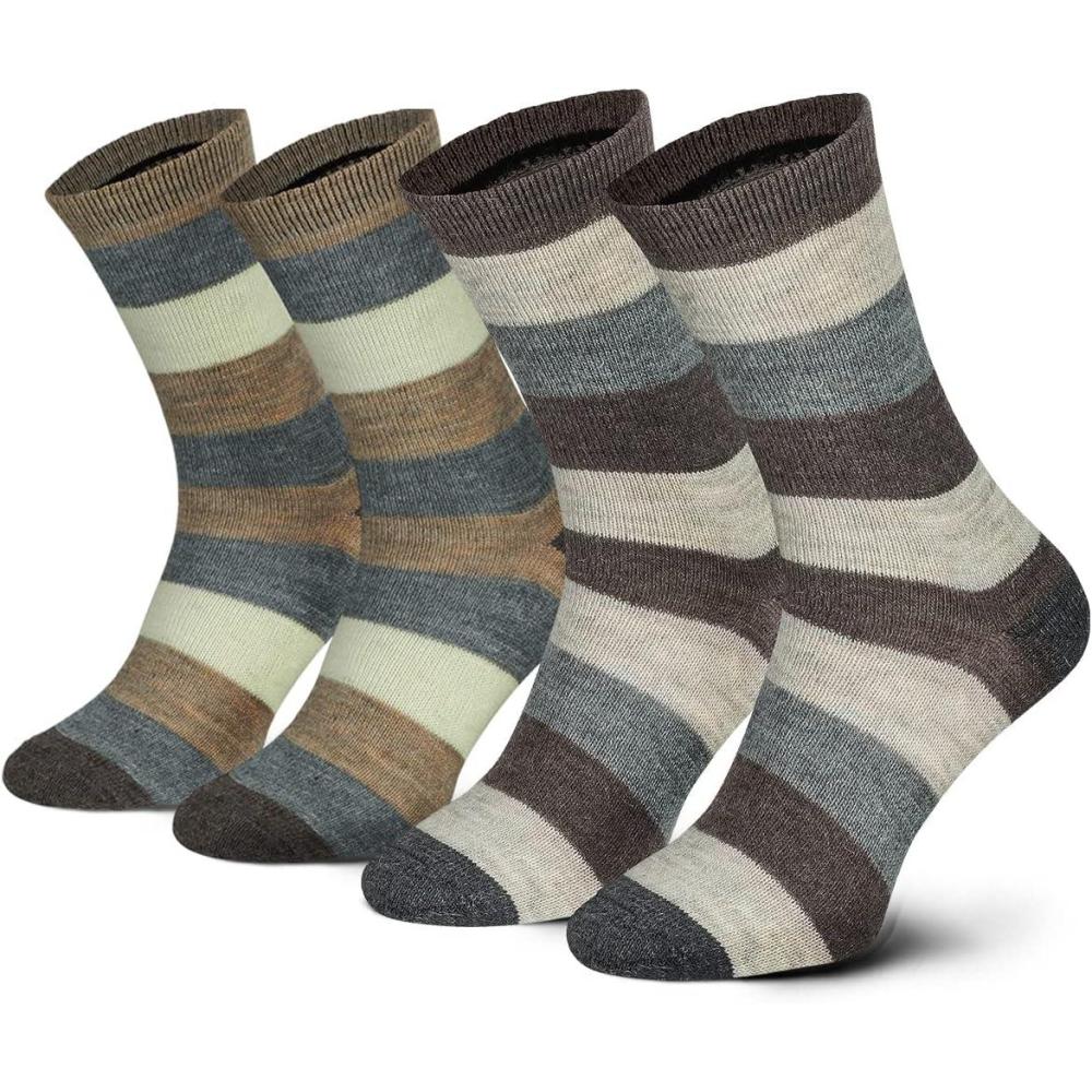 image:imageLot de 2 paires de chaussettes en alpaga  Chaussettes en laine pour homme et femme  Chaussettes douillettes respirantes en laine fineCouleur  Marron Naturel