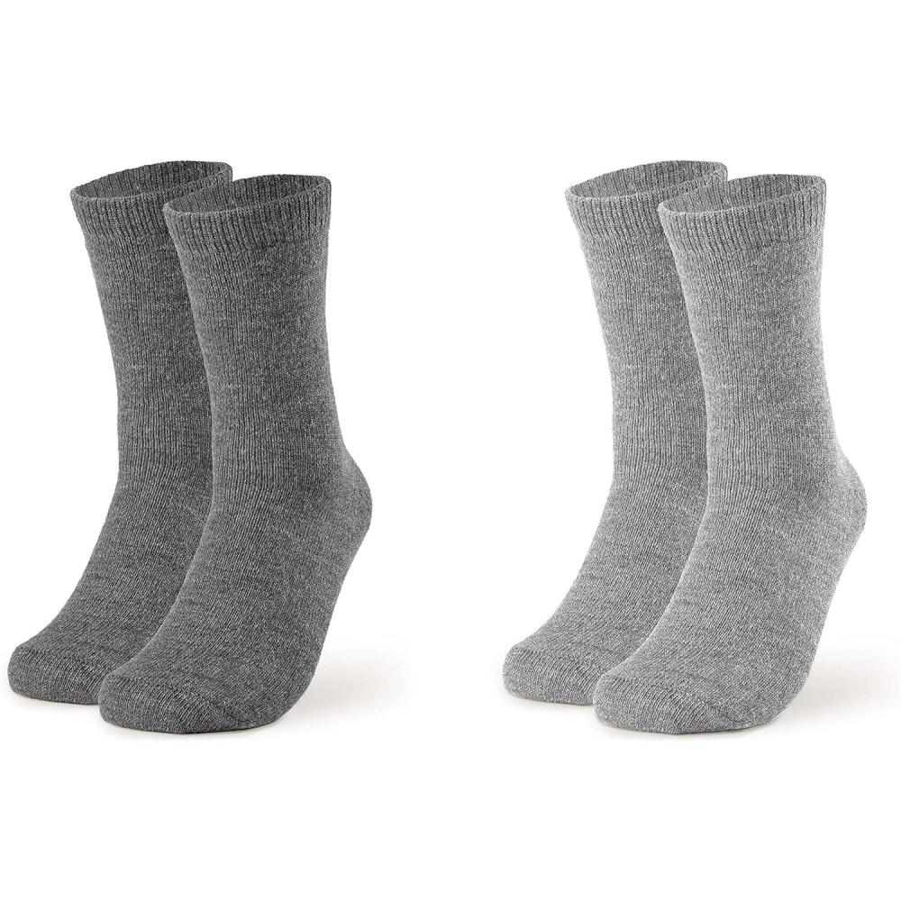 image:imageLot de 2 paires de chaussettes en alpaga Chaussettes en laine pour homme et femme Chaussettes douillettes respirantes en laine fineGris anthracite