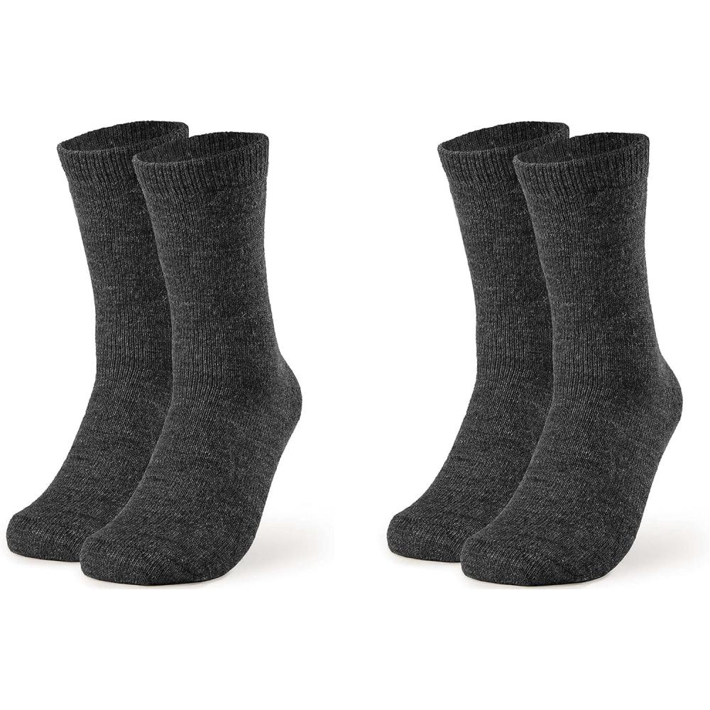 image:imageLot de 2 paires de chaussettes en alpaga  Chaussettes en laine pour homme et femme  Chaussettes douillettes respirantes en laine fineNoir