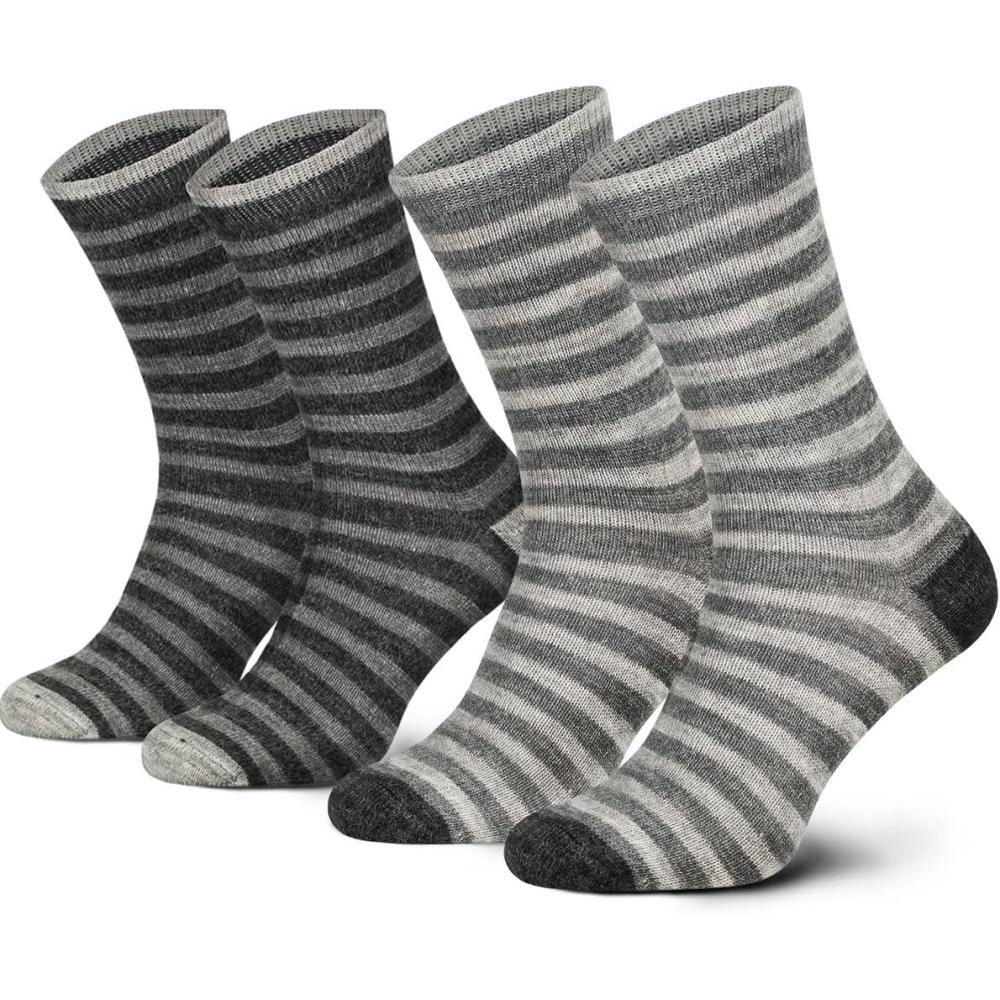 image:imageLot de 2 paires de chaussettes en alpaga Chaussettes en laine pour homme et femme Chaussettes douillettes respirantes en laine fineTons de gris