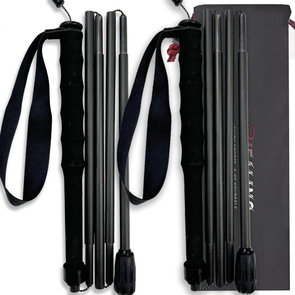 image:imageOKHEALING Btons de randonne Ultra lgers en Fibre de Carbone 5 Sections Lot de 2 btons de randonne quipement dalpinisme Casquette de Marche Antihumidit avec Sac de Rangement120cm