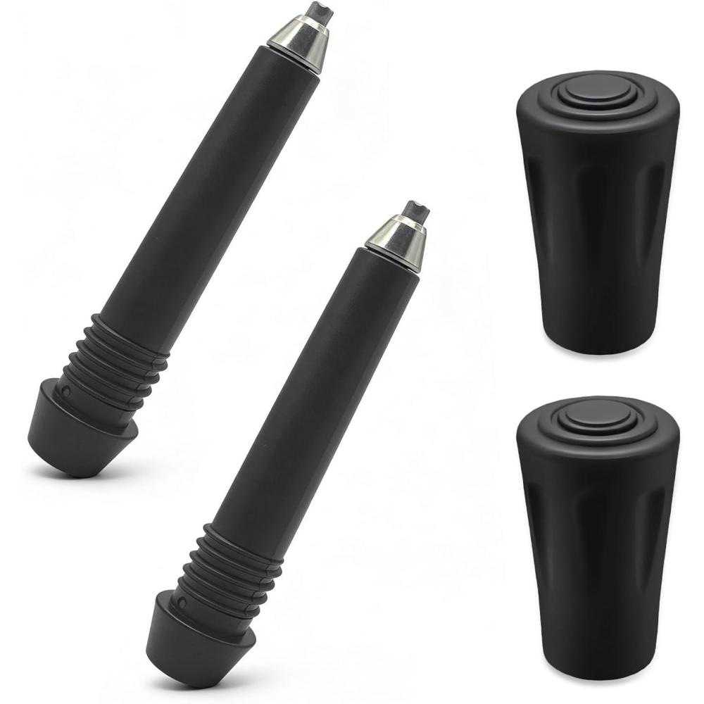 image:imageEnsemble de embouts de trekking 2 embouts en carbure de tungstne 2 embouts en plastique embouts de bton de randonne pour asphalte coussinets et astuces pour Btons de marche nordique