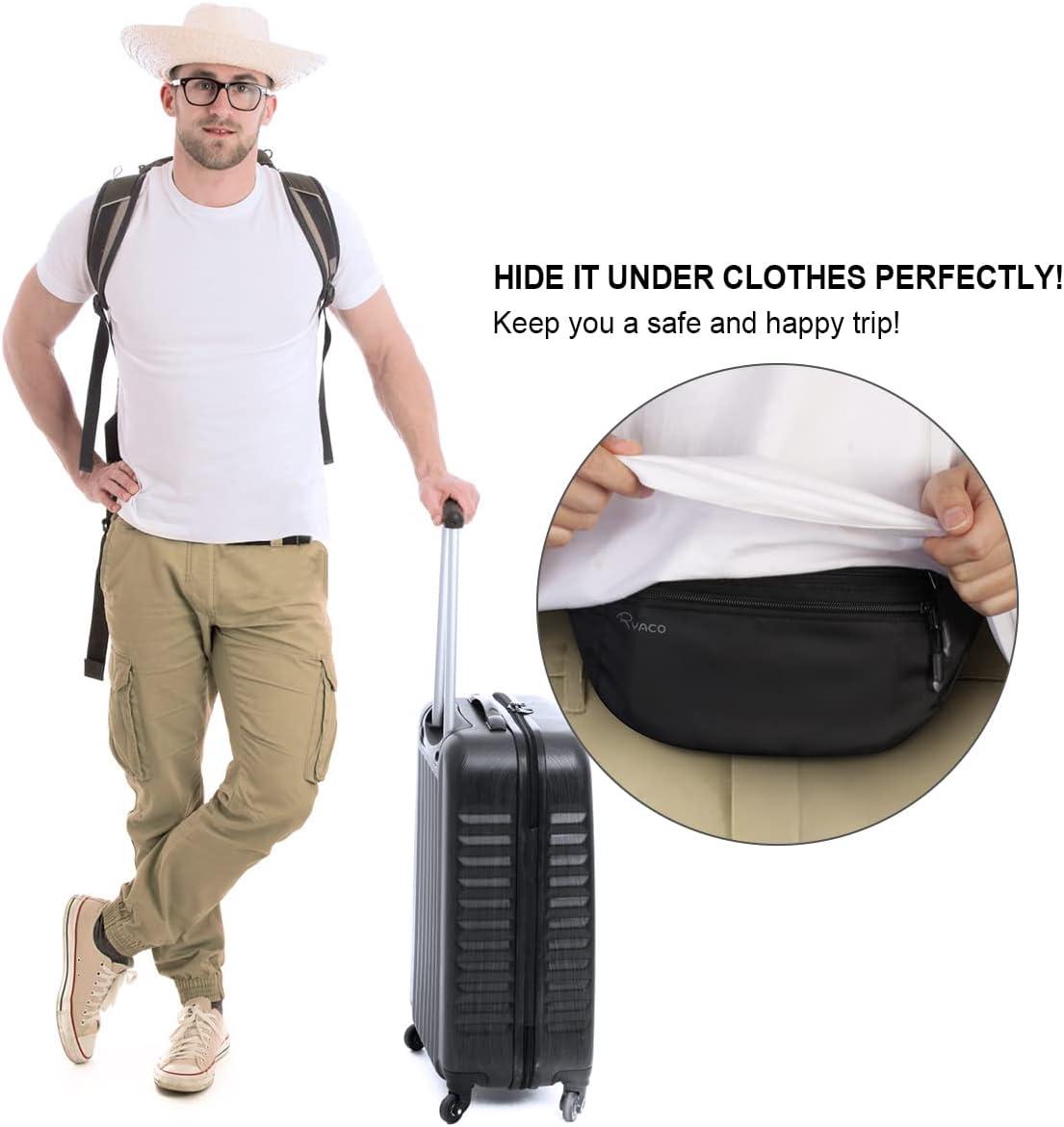 image:imageRYACO Pochette Ceinture de Voyage Scurise Sac tanche avec Technologue RFID Pochette de Femme ou Homme pour Argents Passeports Crdit et Tlphone Ajustable Ultra Fin Pochette Ceinture