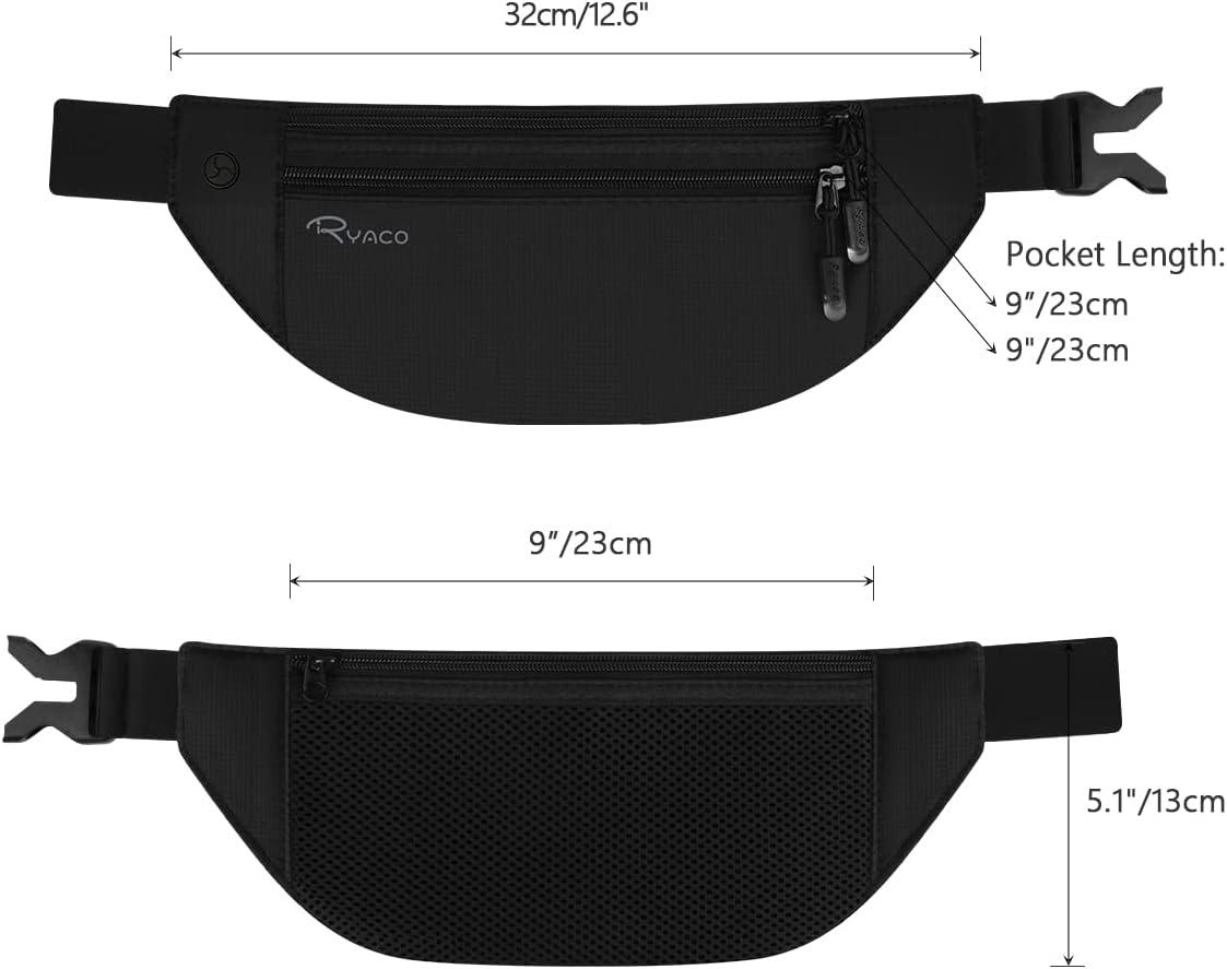 image:imageRYACO Pochette Ceinture de Voyage Scurise Sac tanche avec Technologue RFID Pochette de Femme ou Homme pour Argents Passeports Crdit et Tlphone Ajustable Ultra Fin Pochette Ceinture