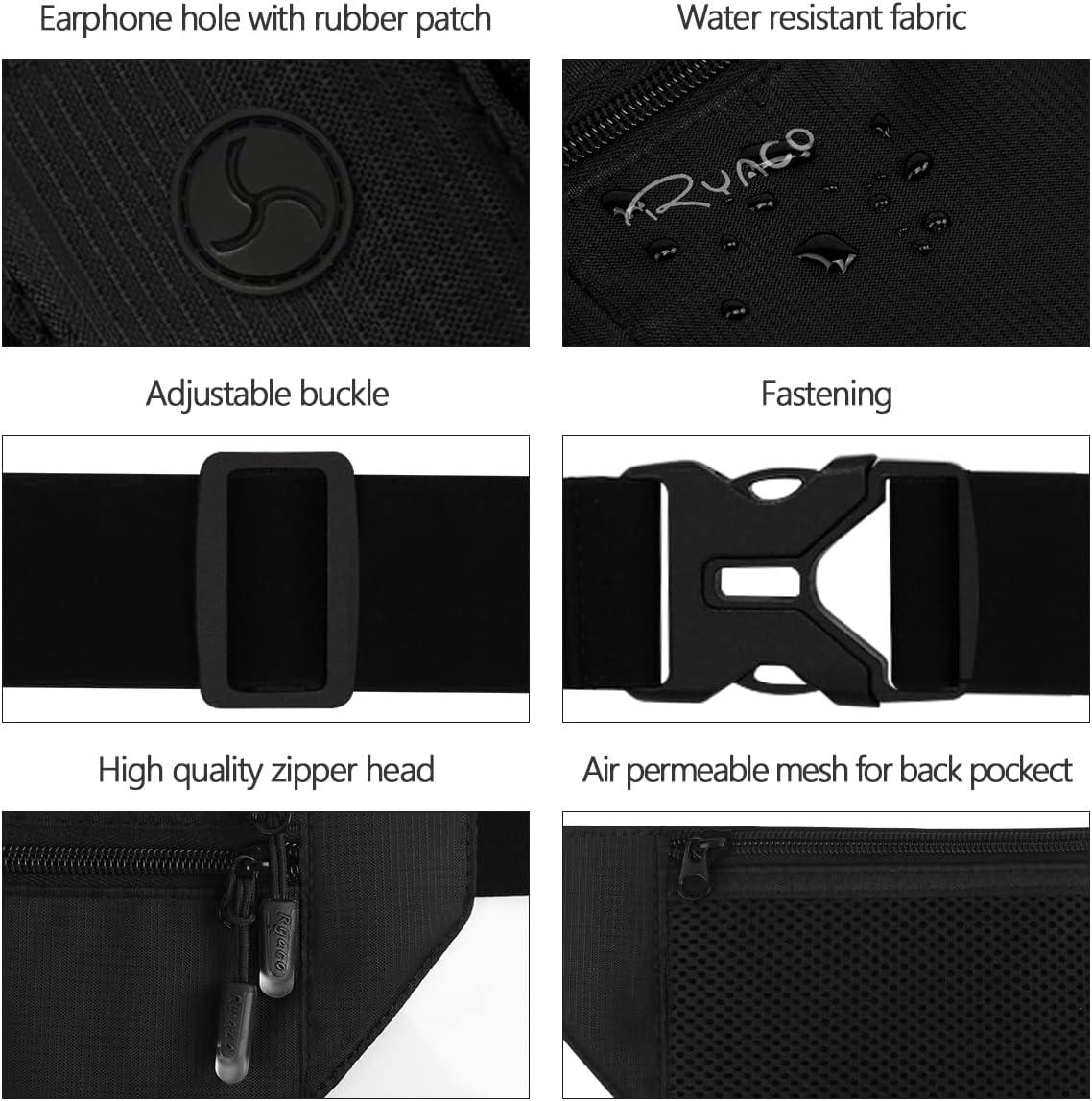 image:imageRYACO Pochette Ceinture de Voyage Scurise Sac tanche avec Technologue RFID Pochette de Femme ou Homme pour Argents Passeports Crdit et Tlphone Ajustable Ultra Fin Pochette Ceinture