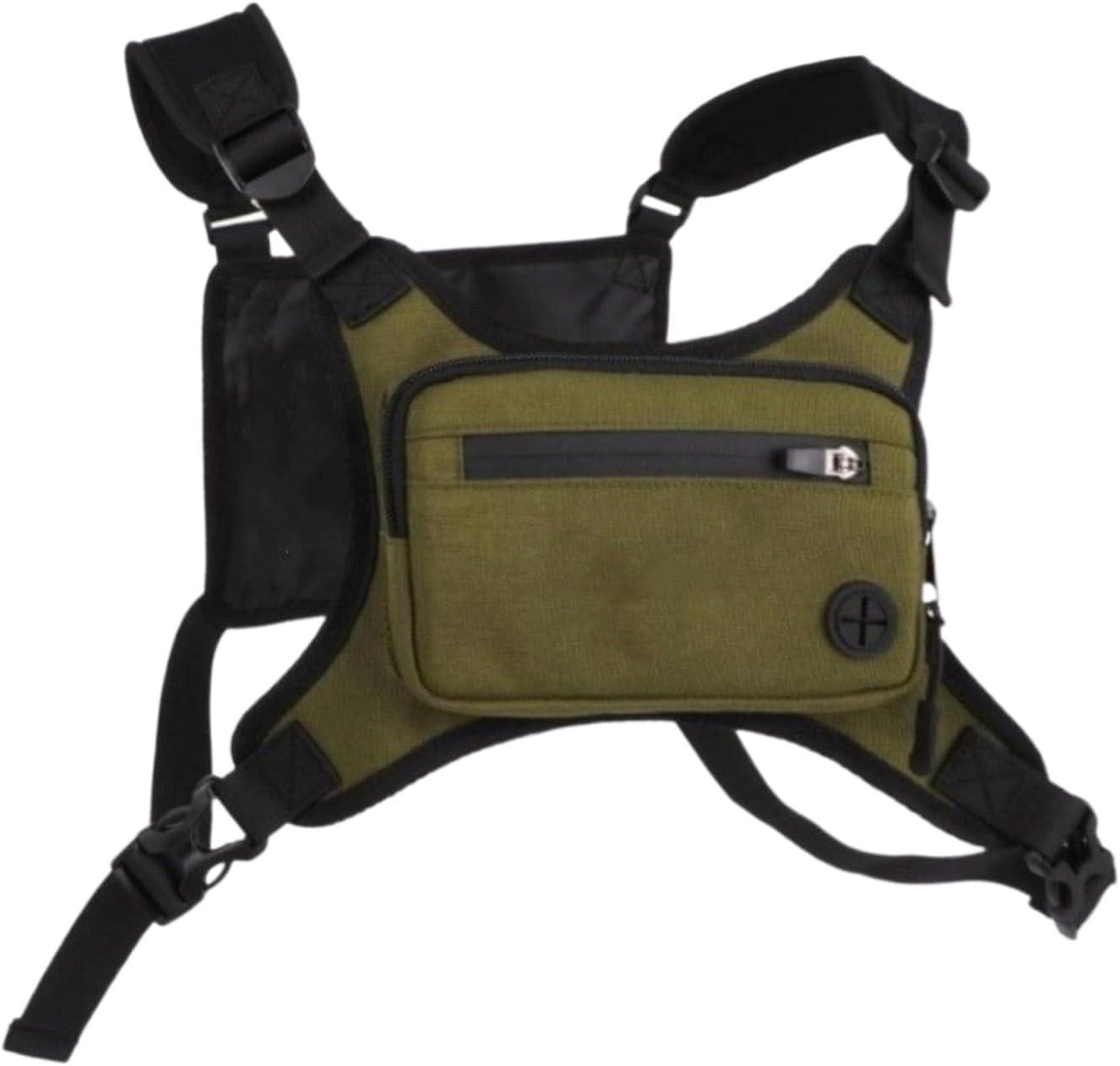 image:imageSac de Poitrine MotoSac Poitrine Randonne Veste de Course Poche Dos pour Hommes et Femmes Voyage Vlo EscaladeVert