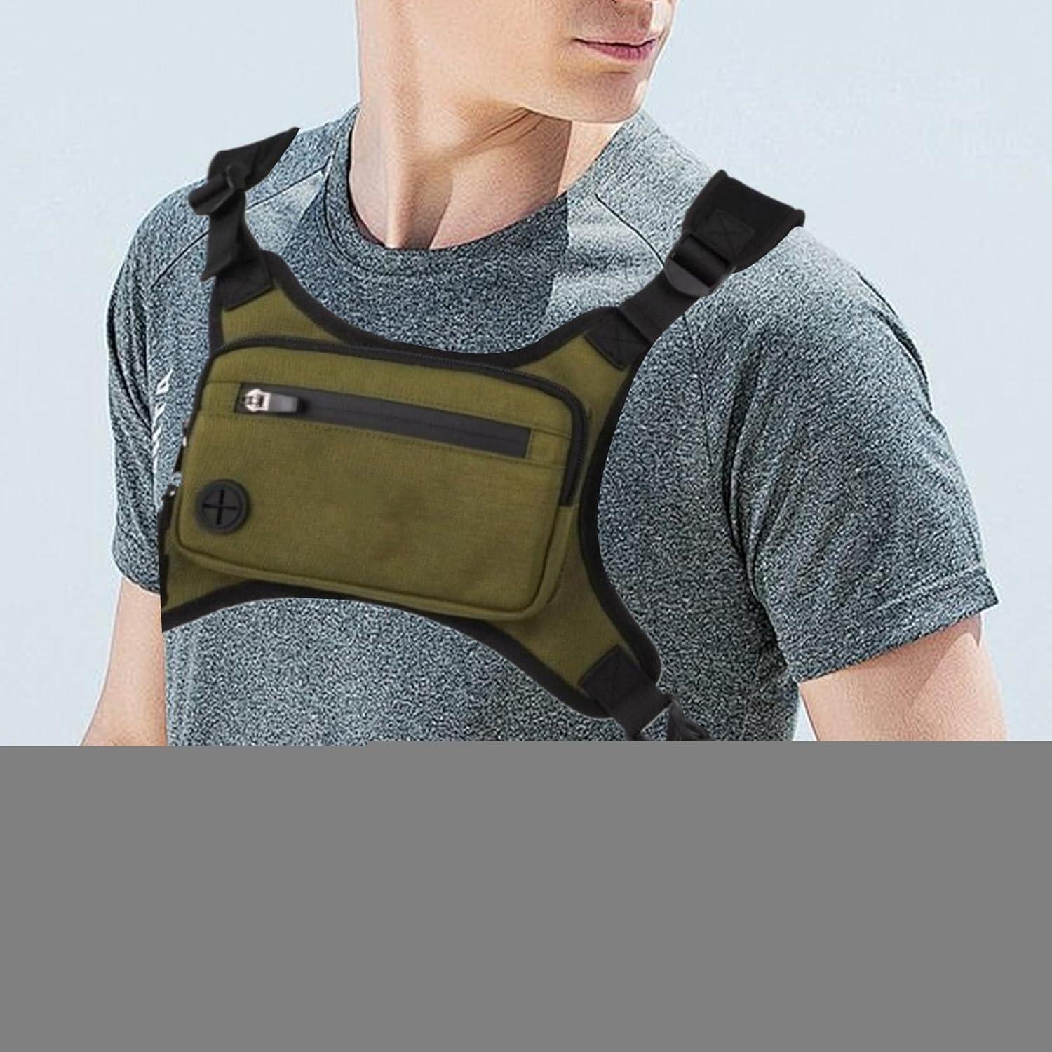 image:imageSac de Poitrine MotoSac Poitrine Randonne Veste de Course Poche Dos pour Hommes et Femmes Voyage Vlo EscaladeVert