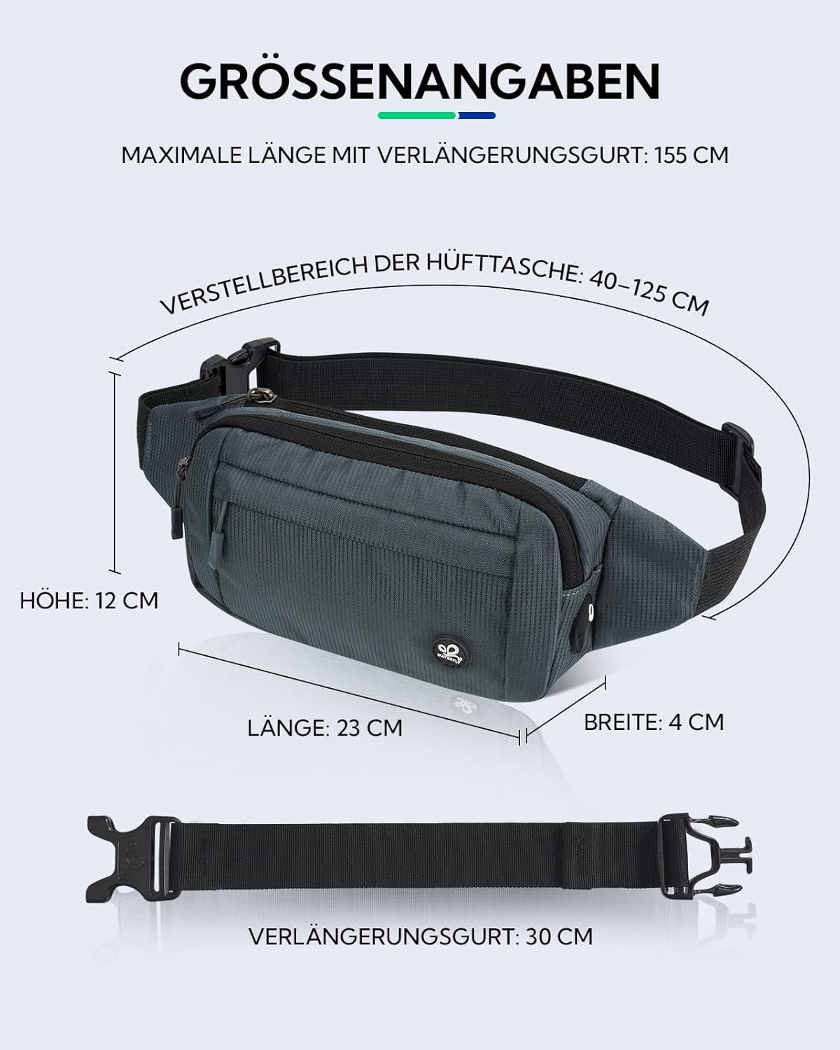 image:imageWATERFLY Sac Banane Sacoche de Ceinture Homme Femme Petite Ceinture Sac de Sport Bum Hip Bag pour Hommes et Femmes Sac Fanny de Taille avec Sangle dextension pour Voyage Randonne Entranement deBleu Roi
