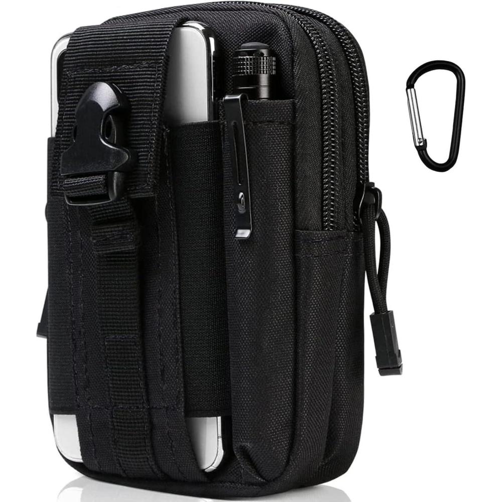 image:imageFlintronic Sac Tactique Ceinture Nylon Sacoche Ceinture  Noir  Multifonctionnelle Molle EDC Gadget Sac pour Tlphone PleinAir Randonne Alpinisme et Cyclisme avec 1 MousquetonsNoir A