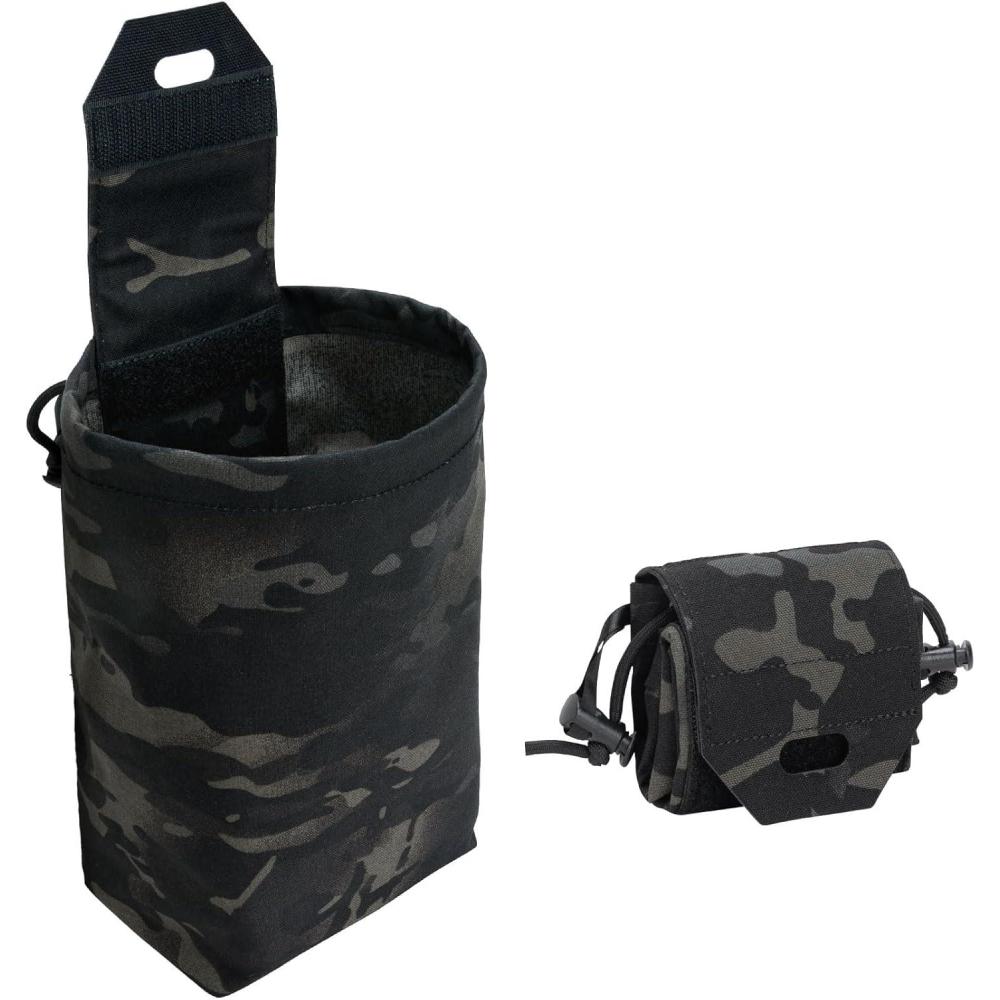 image:imageIDOGEAR Pochette de vidange Molle Sac de Recyclage de Magazines Tactique Pliable Utilitaire Poche pour Ceinture de randonne GiletCamoCamo Black