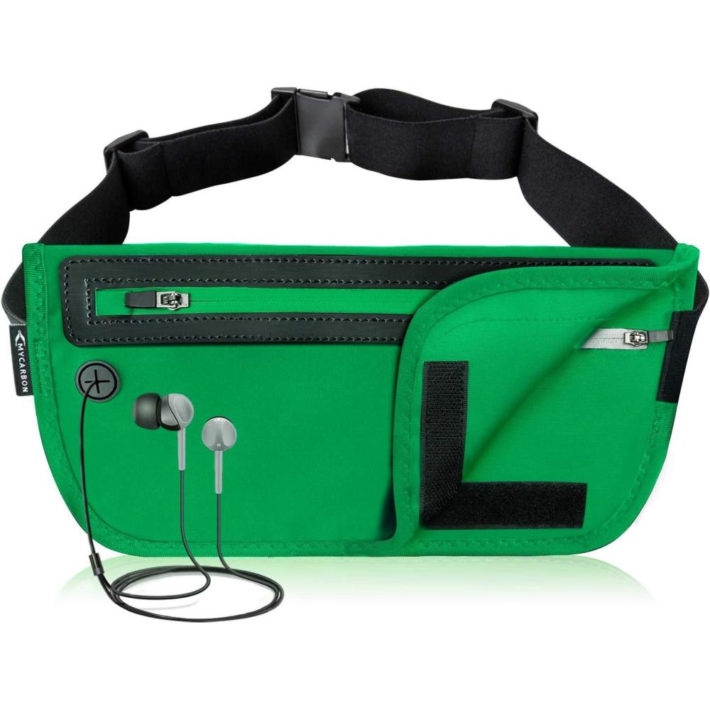 image:imageMYCARBON Ceinture de Voyage RFID Contre Le vol Invisible Secret Portefeuille cach sous Les vtements Ceinture Portefeuille de scurit Pochette de VoyageVert