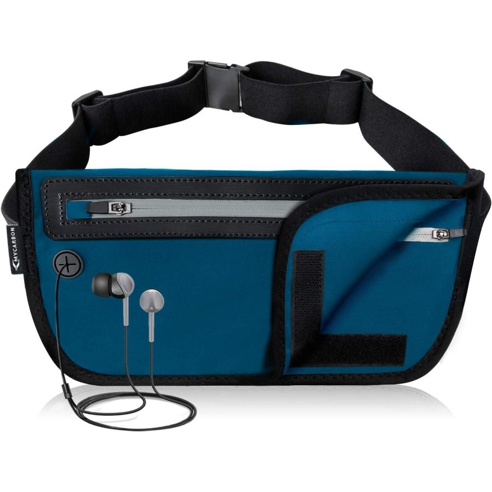 image:imageMYCARBON Ceinture de Voyage RFID Contre Le vol Invisible Secret Portefeuille cach sous Les vtements Ceinture Portefeuille de scurit Pochette de VoyageBleu