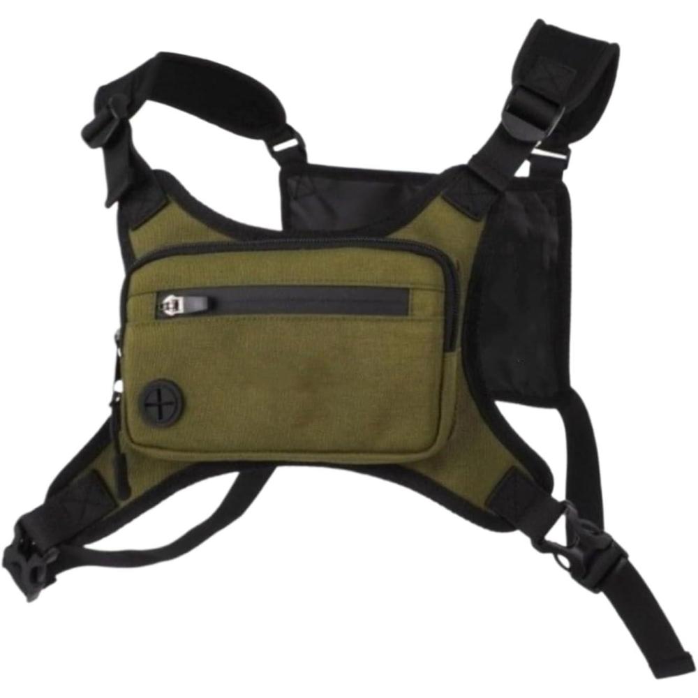 image:imageSac de Poitrine MotoSac Poitrine Randonne Veste de Course Poche Dos pour Hommes et Femmes Voyage Vlo EscaladeVert